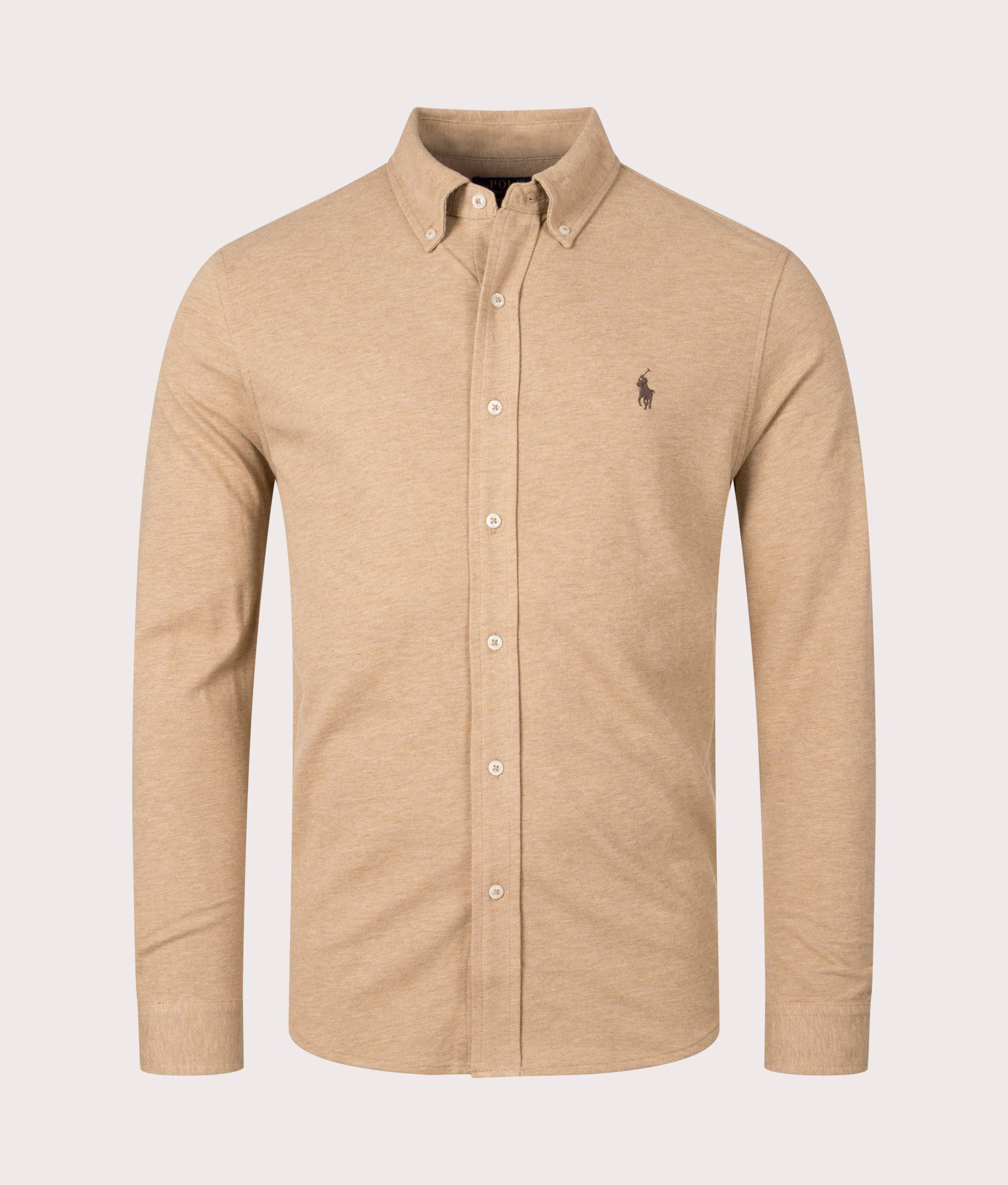 Polo Ralph Lauren Mens Featherweight Mesh Shirt - Colour: 115 Classic Camel Heather - Size: Medium