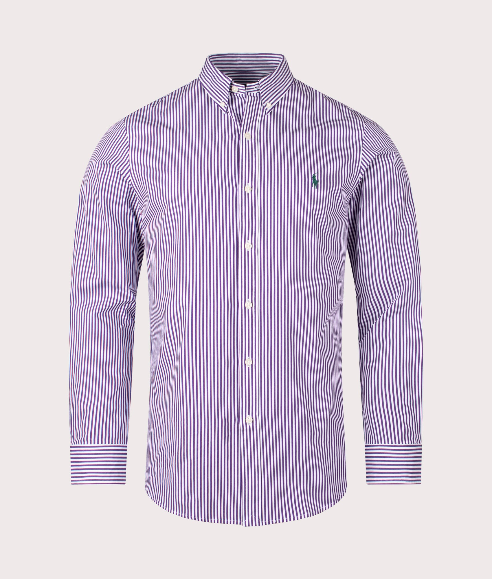 Polo Ralph Lauren Mens Slim Fit Striped Poplin Shirt - Colour: 013 Purple/White - Size: Large