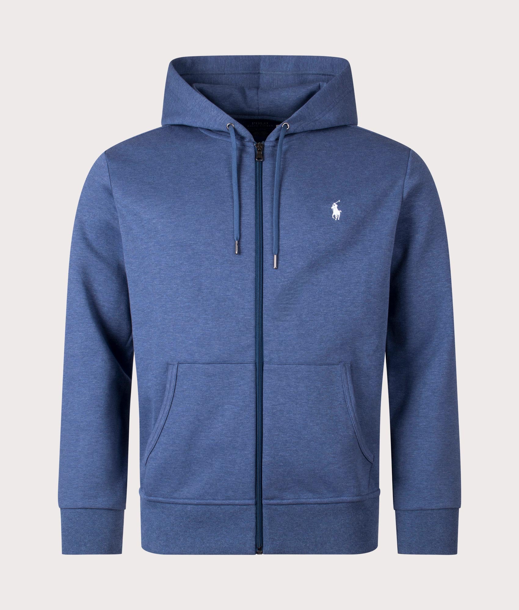 Polo Ralph Lauren Mens Zip Through Double Knit Zip Up Hoodie - Colour: 016 Derby Blue Heather - Size