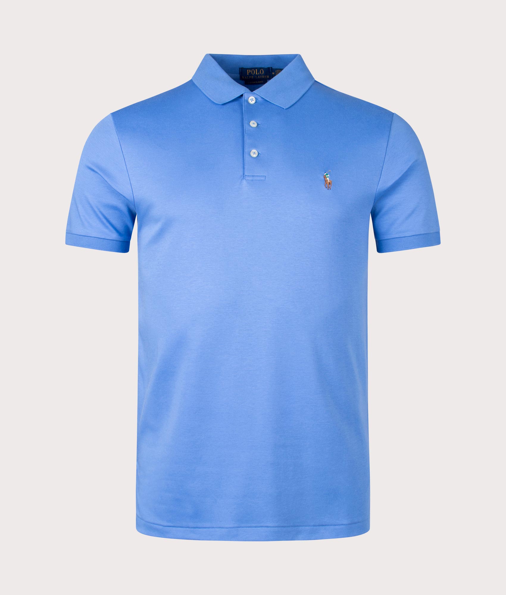 Polo Ralph Lauren Mens Custom Slim Fit Soft Cotton Polo Shirt - Colour: 140 Summer Blue - Size: Larg