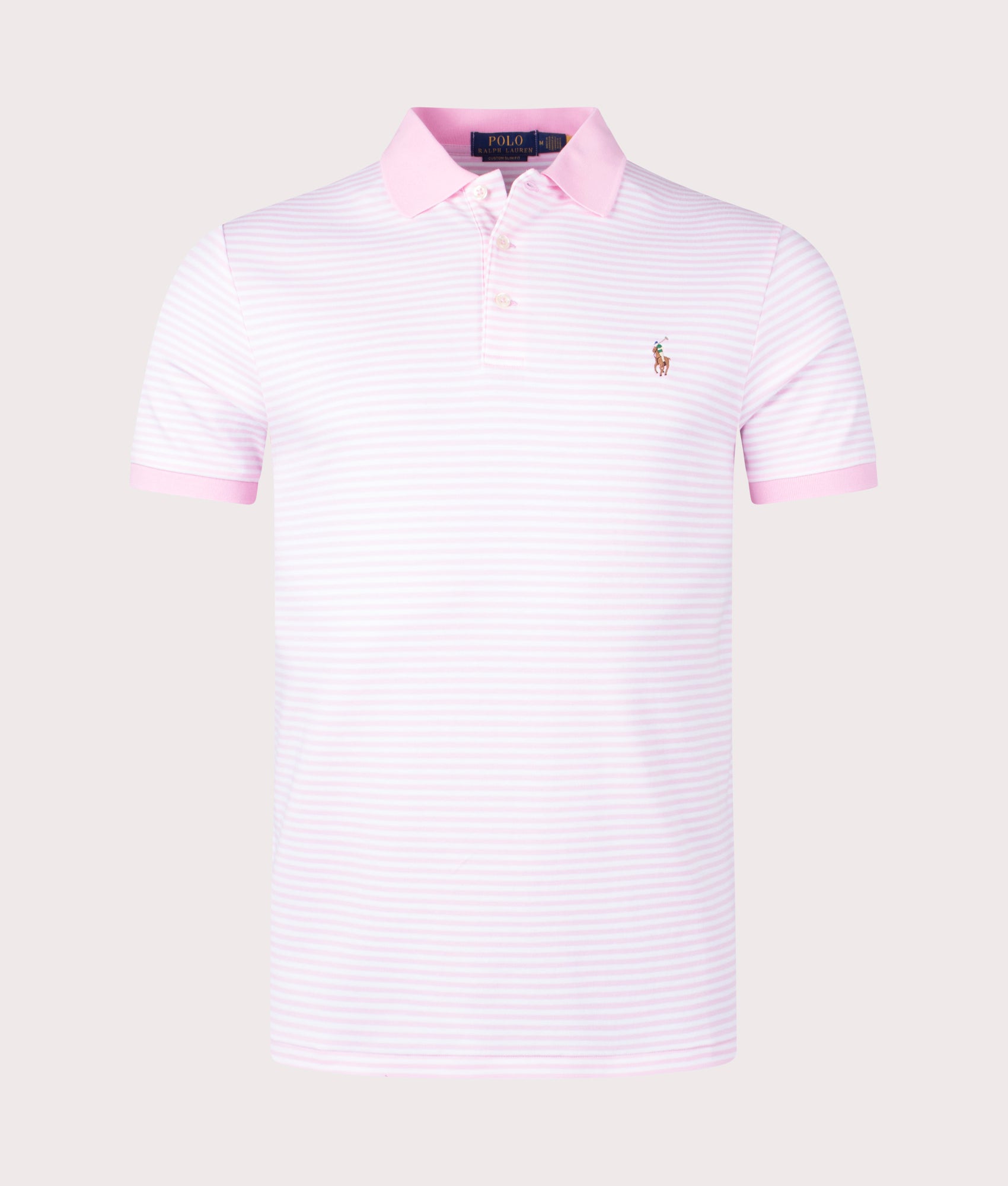 Polo Ralph Lauren Mens Custom Slim Fit Short Sleeve Polo Shirt - Colour: 003 Carmel Pink/White - Siz