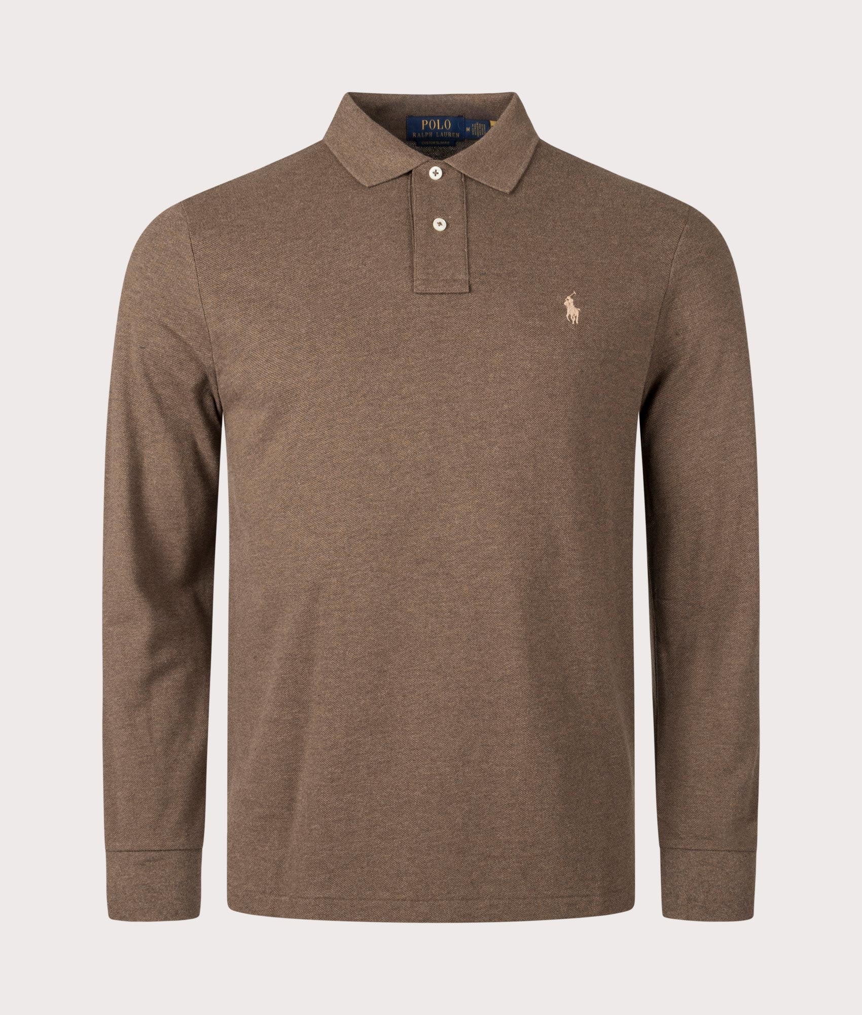 Polo Ralph Lauren Mens Custom Slim Fit Long Sleeve Polo Shirt - Colour: 118 Cedar Heather - Size: XL