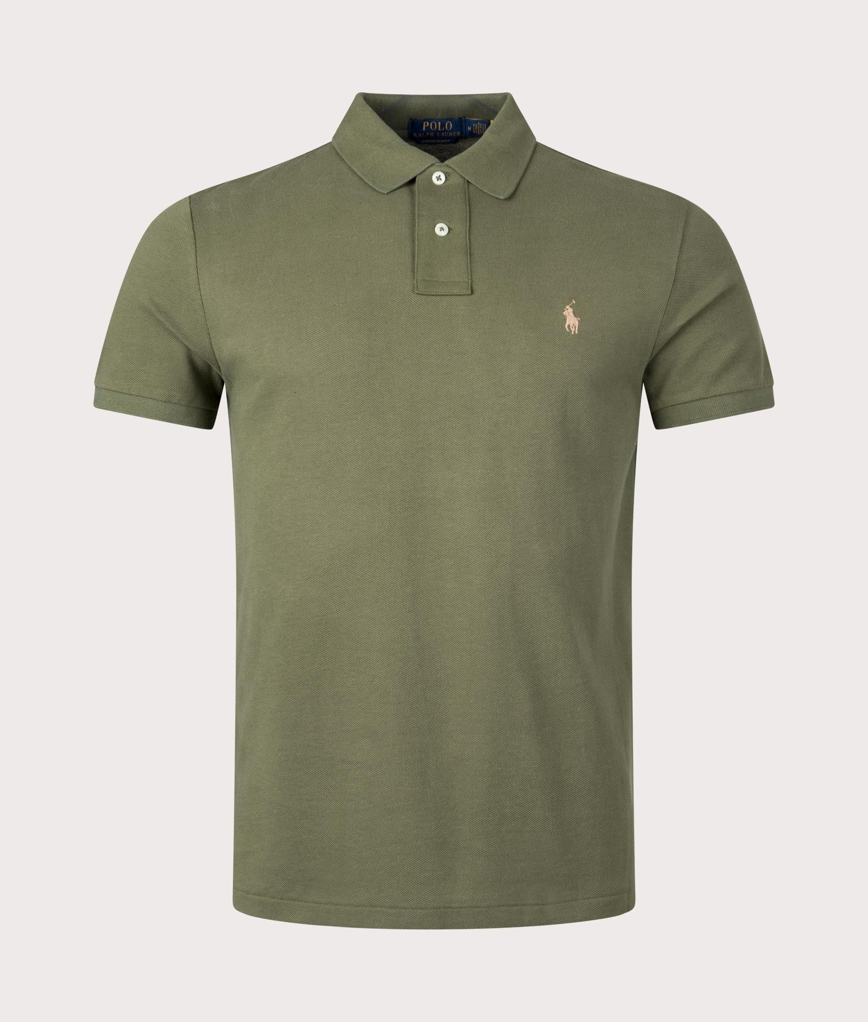 Polo Ralph Lauren Mens Custom Slim Fit Mesh Polo Shirt - Colour: 351 Dark Sage - Size: XXL