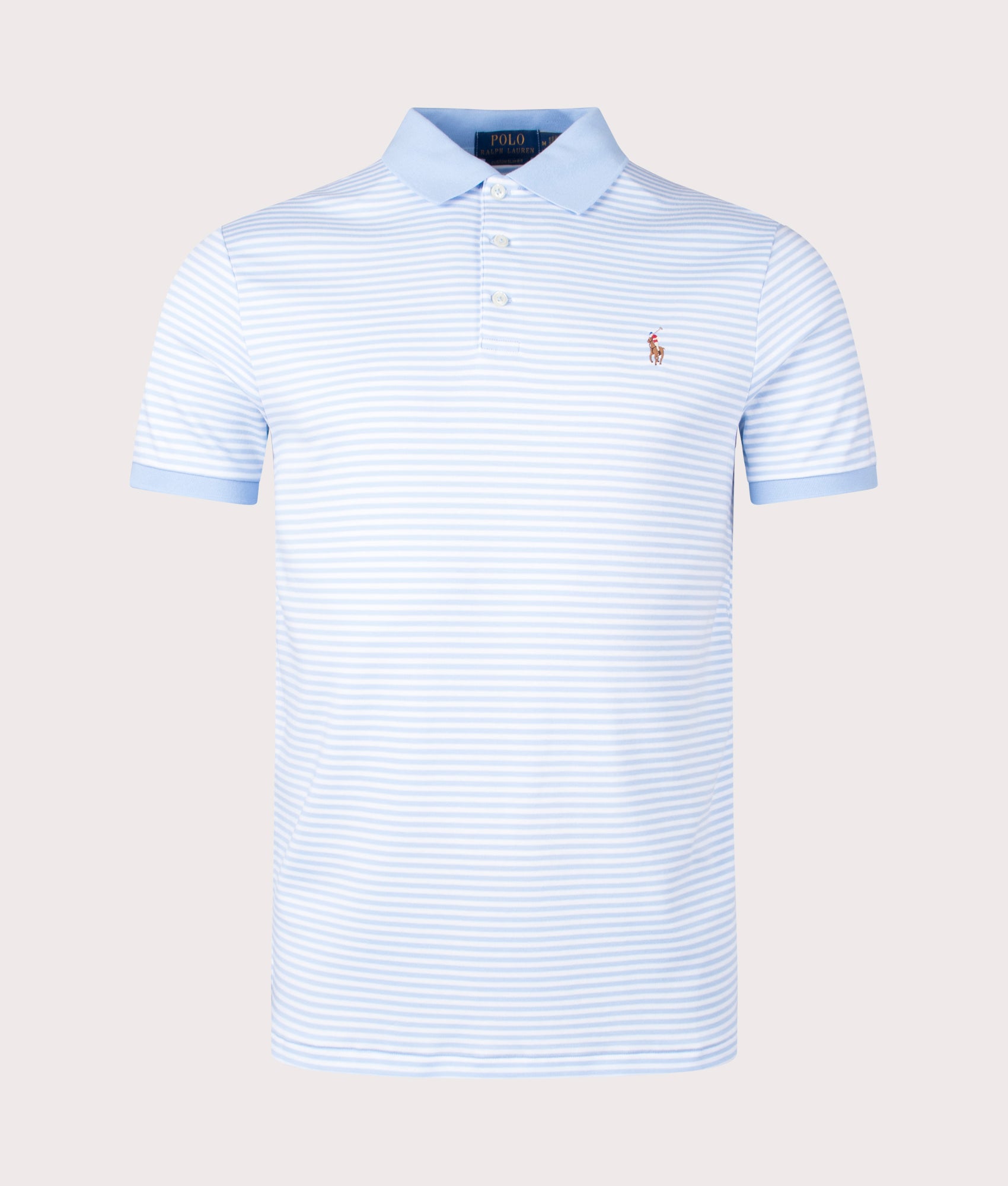 Polo Ralph Lauren Mens Custom Slim Fit Short Sleeve Polo Shirt - Colour: 002 Blue Bell/White - Size: