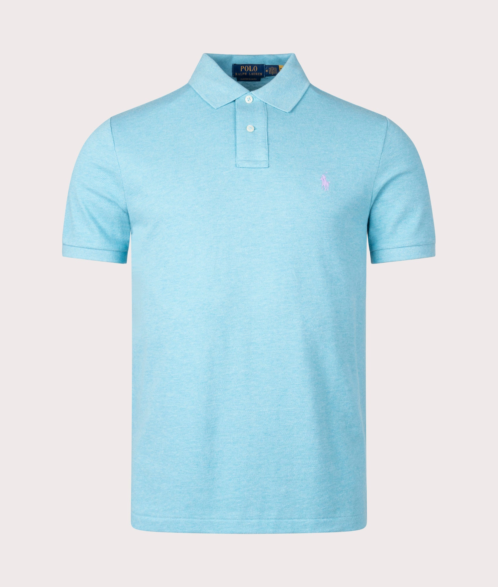 Polo Ralph Lauren Mens Custom Slim Fit Mesh Polo Shirt - Colour: 368 Turquoise Nova Heather - Size: 