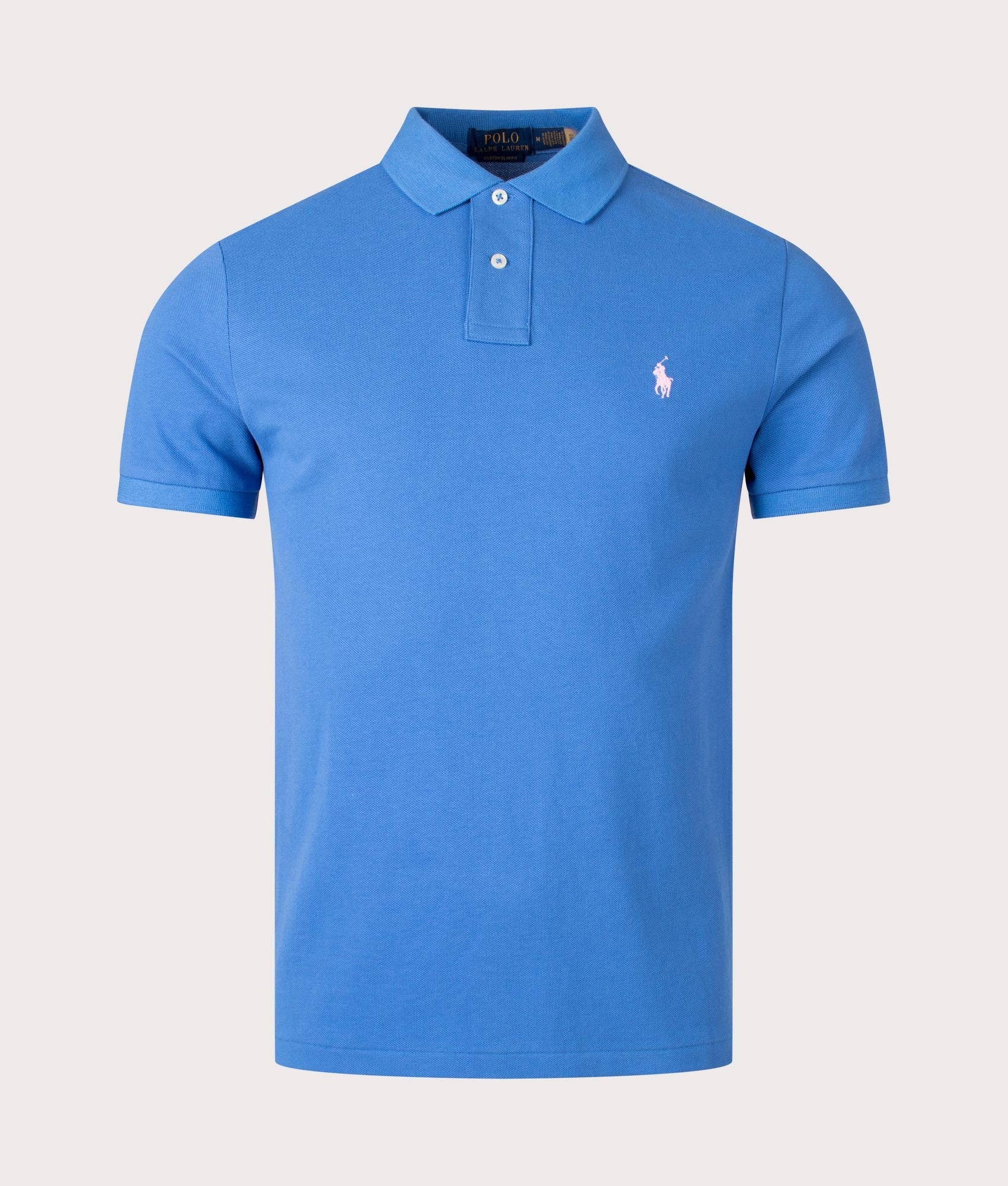 Polo Ralph Lauren Mens Custom Slim Fit Mesh Polo Shirt - Colour: 357 New England Blue - Size: Medium