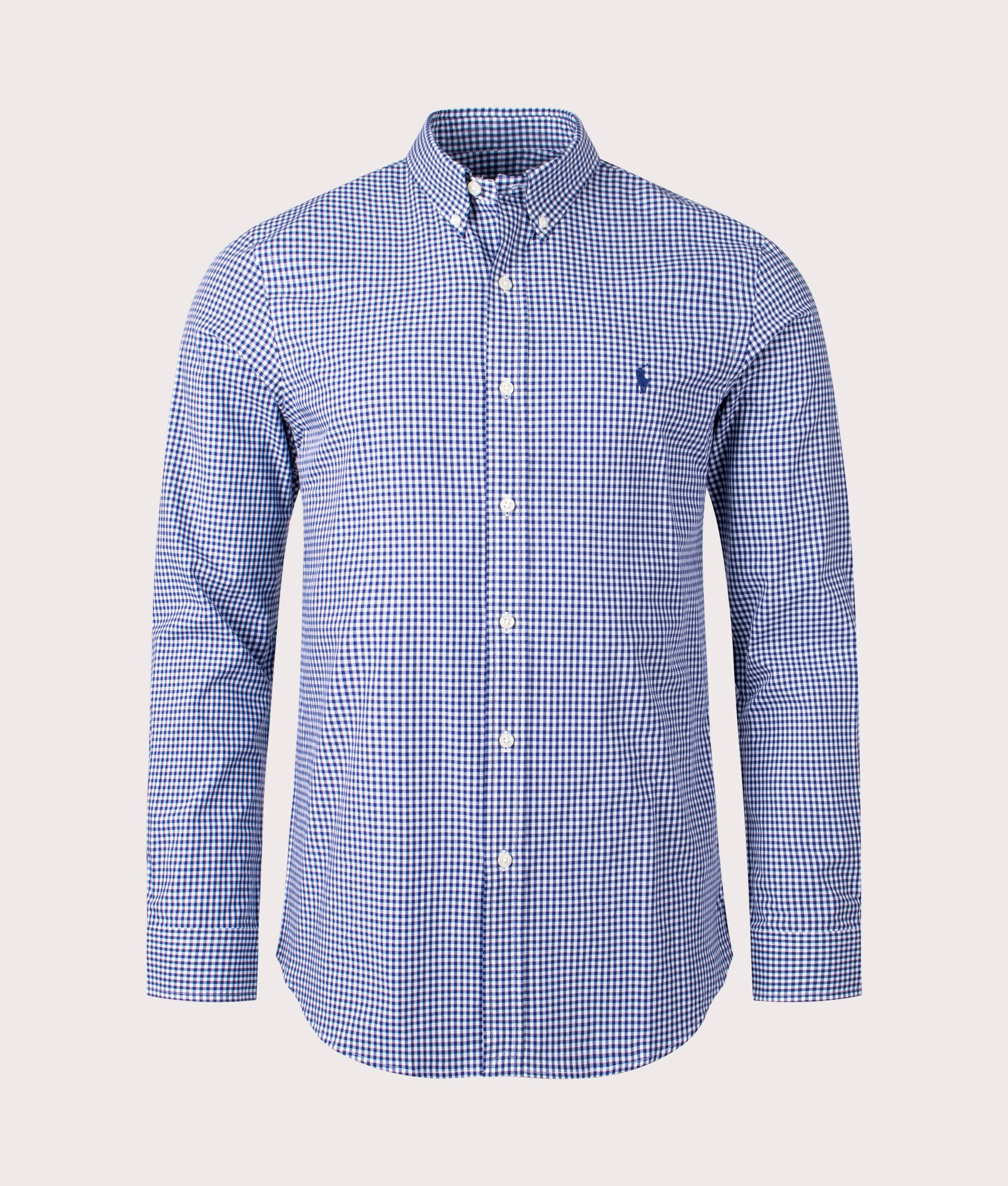 Polo Ralph Lauren Mens Slim Fit Gingham Stretch Poplin Shirt - Colour: 009 Navy/White - Size: Medium