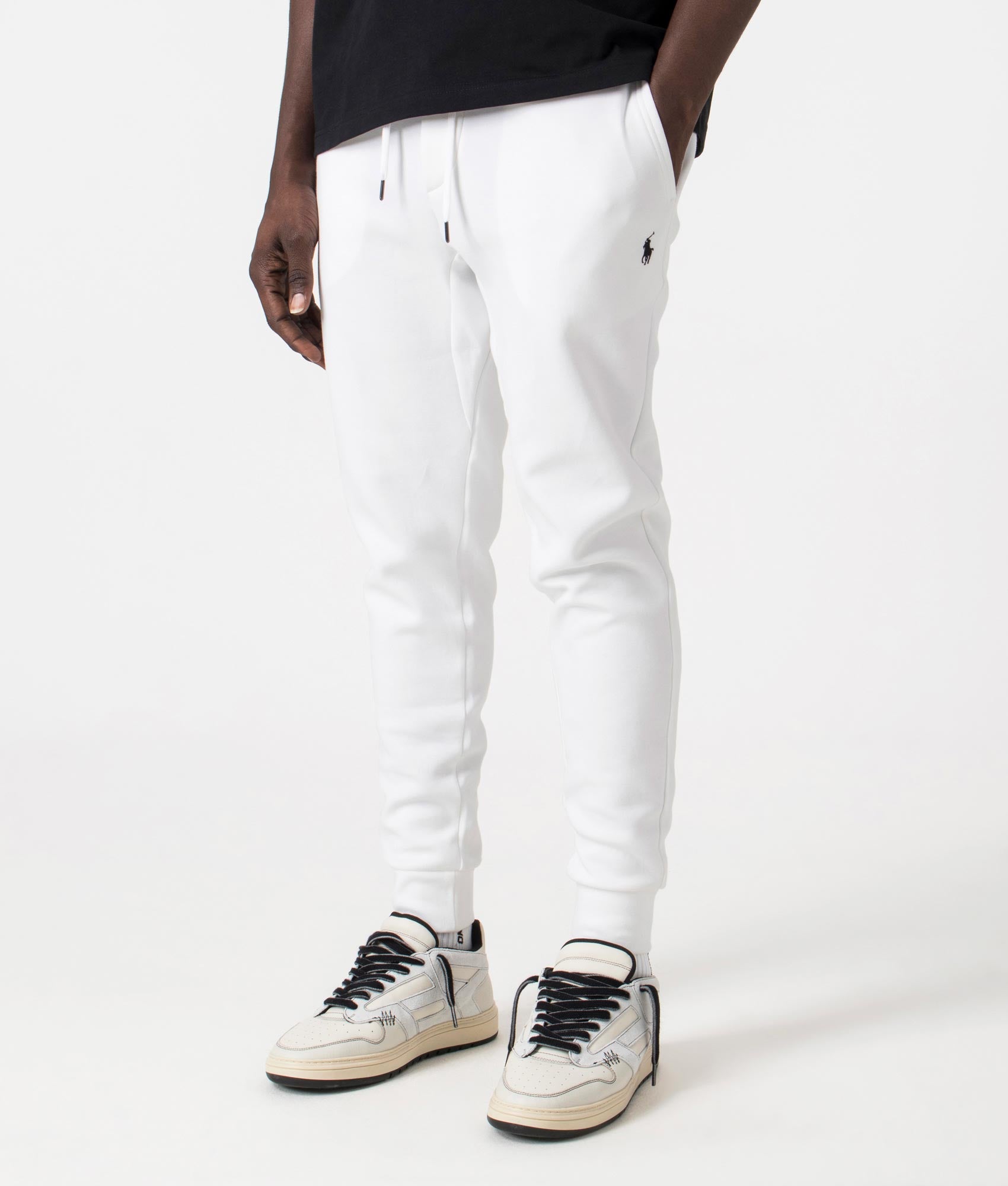 Polo Ralph Lauren Mens Double Knit Pony Logo Joggers - Colour: 008 White - Size: Medium