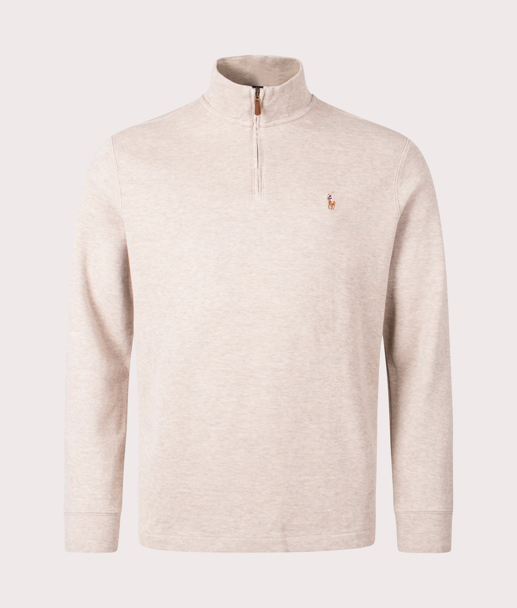 Polo Ralph Lauren Mens Estate Rib Quarter Zip Pullover - Colour: 008 Tuscan Beige Heather - Size: XX