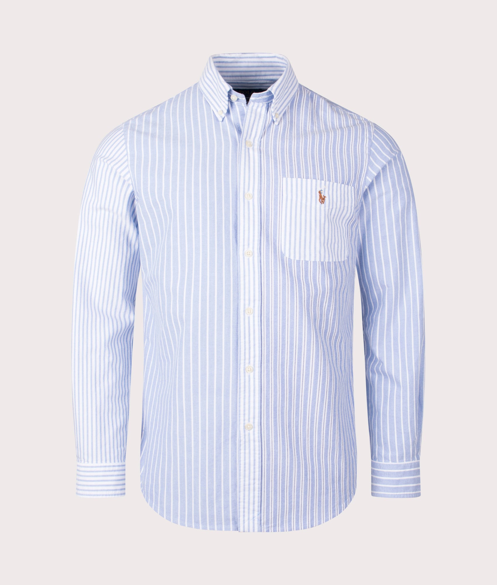 Polo Ralph Lauren Mens Custom Fit Striped Oxford Fun Shirt - Colour: 002 Blue Funshirt - Size: Large