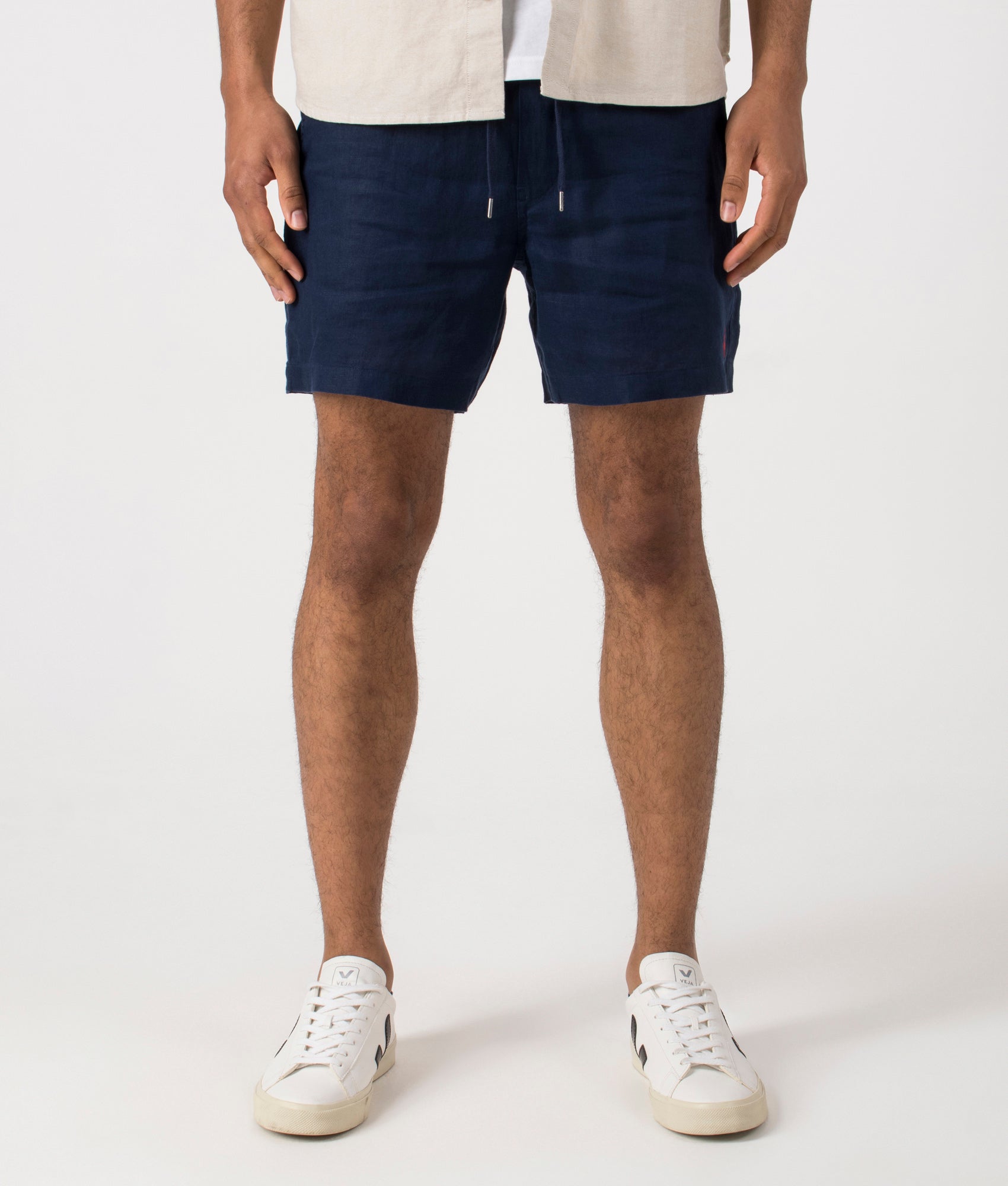 Polo Ralph Lauren Mens Classic Fit Prepster Linen Shorts - Colour: 001 Newport Navy - Size: Small