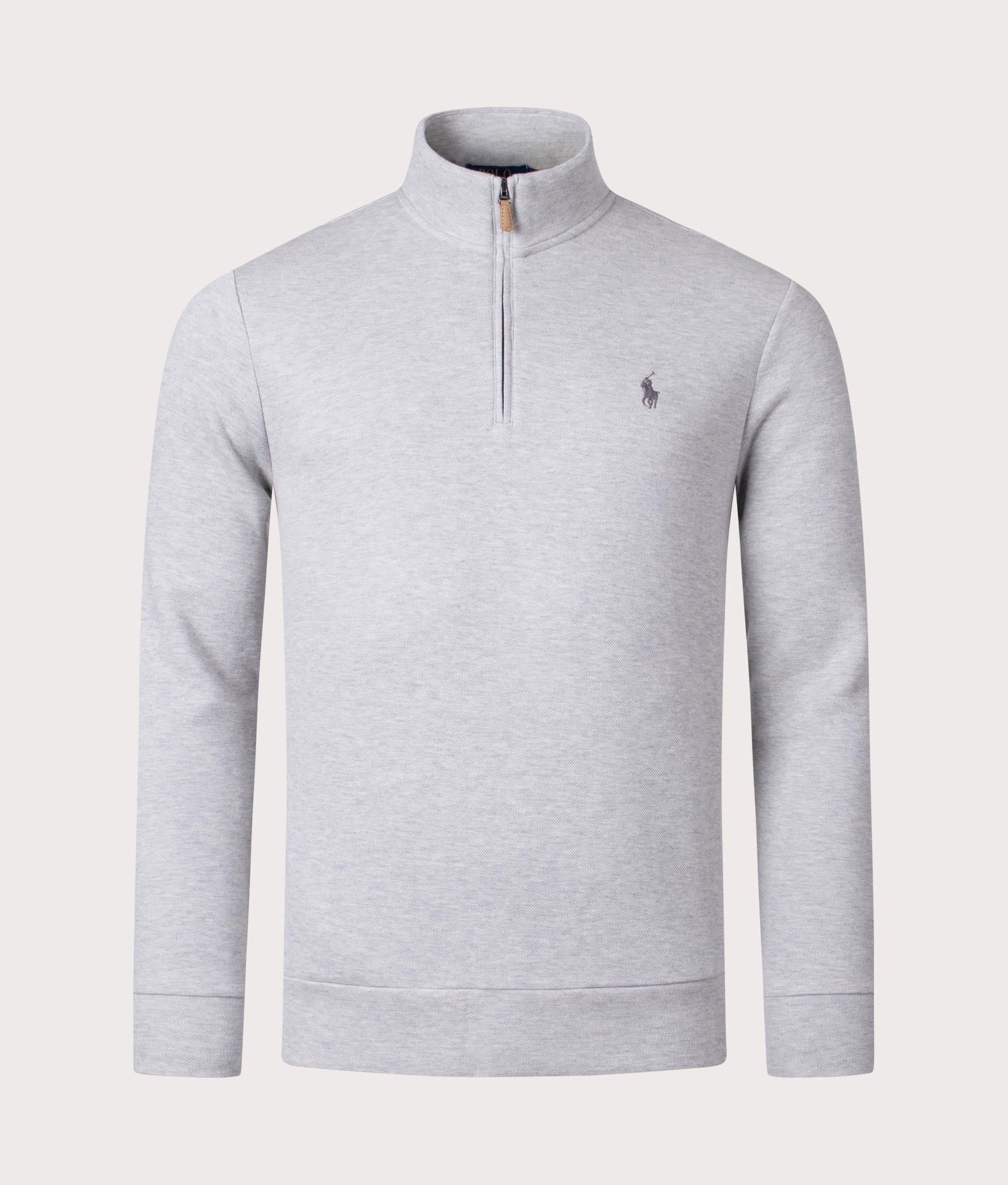 Polo Ralph Lauren Mens Double Knit Mesh Quarter Zip Sweatshirt - Colour: 001 Spring Heather - Size: 