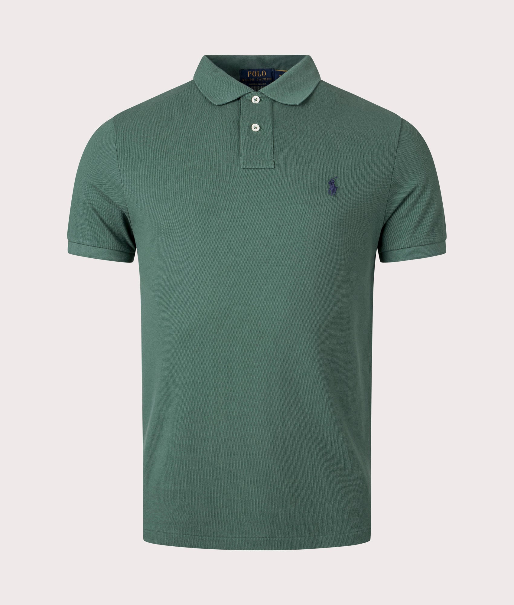 Polo Ralph Lauren Mens Custom Slim Fit Mesh Polo Shirt - Colour: 327 Washed Forest - Size: Medium