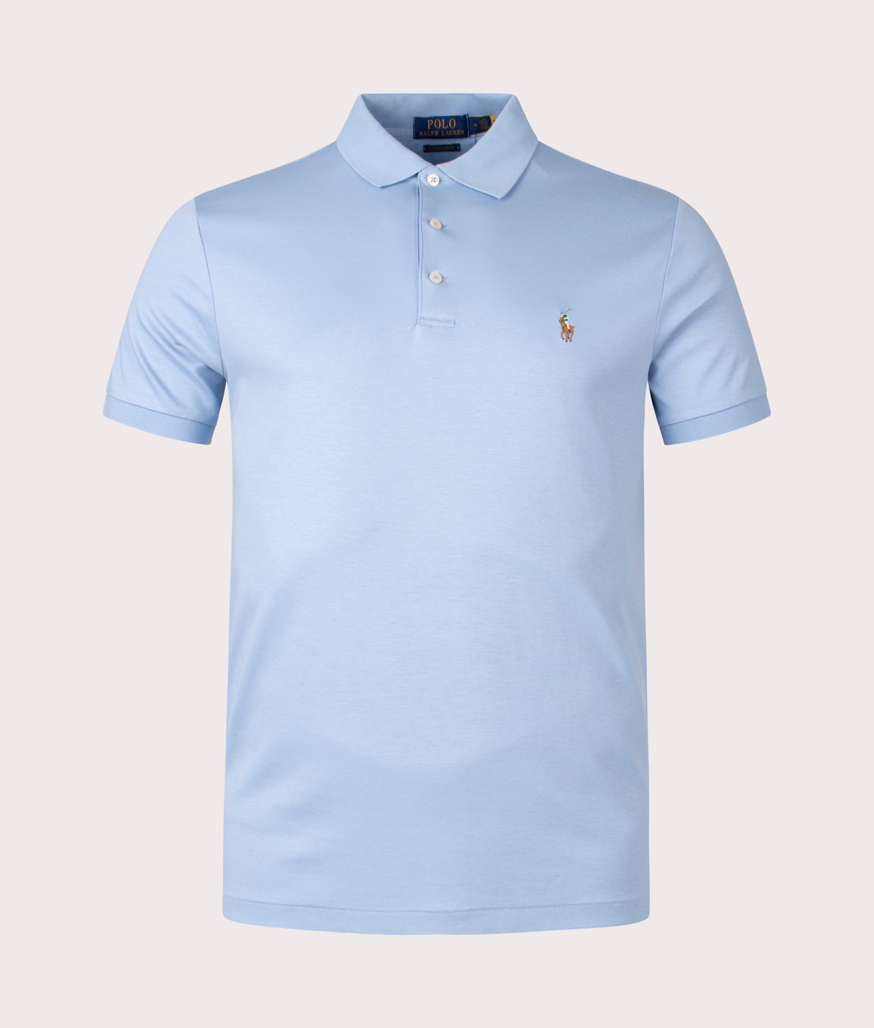 Polo Ralph Lauren Mens Custom Slim Fit Soft Cotton Polo Shirt - Colour: 127 Estate Blue - Size: Larg