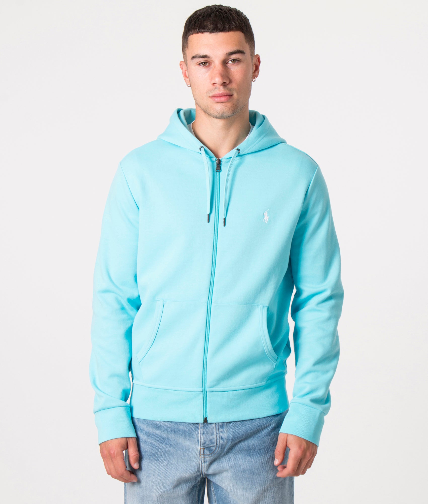 Polo Ralph Lauren Mens Zip Through Double Knit Hoodie - Colour: 024 Hammond Blue - Size: Large