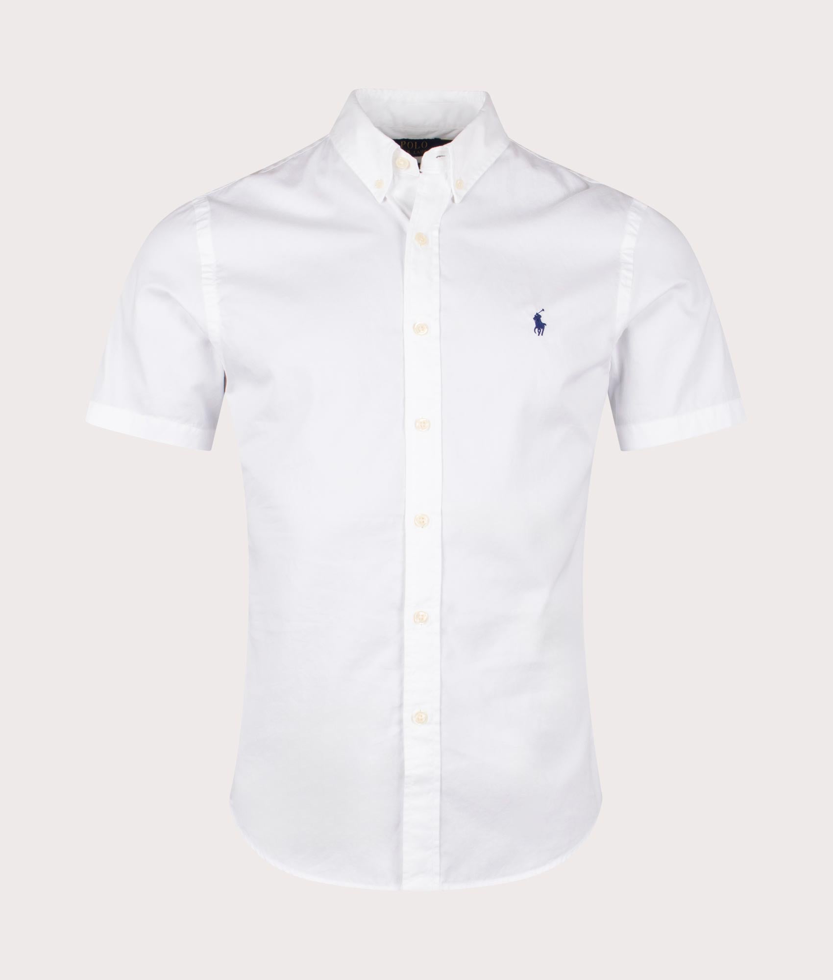 Polo Ralph Lauren Mens Slim Fit Short Sleeve Twill Sport Shirt - Colour: 002 White - Size: Medium