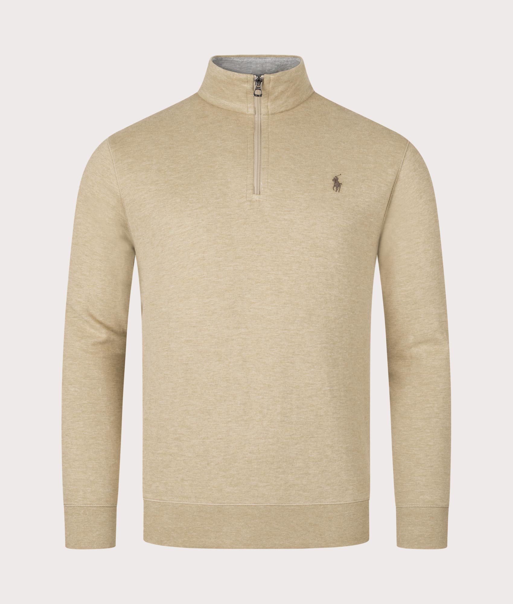 Polo Ralph Lauren Mens Quarter Zip Sweatshirt - Colour: 056 Cafe Tan Heather - Size: XL