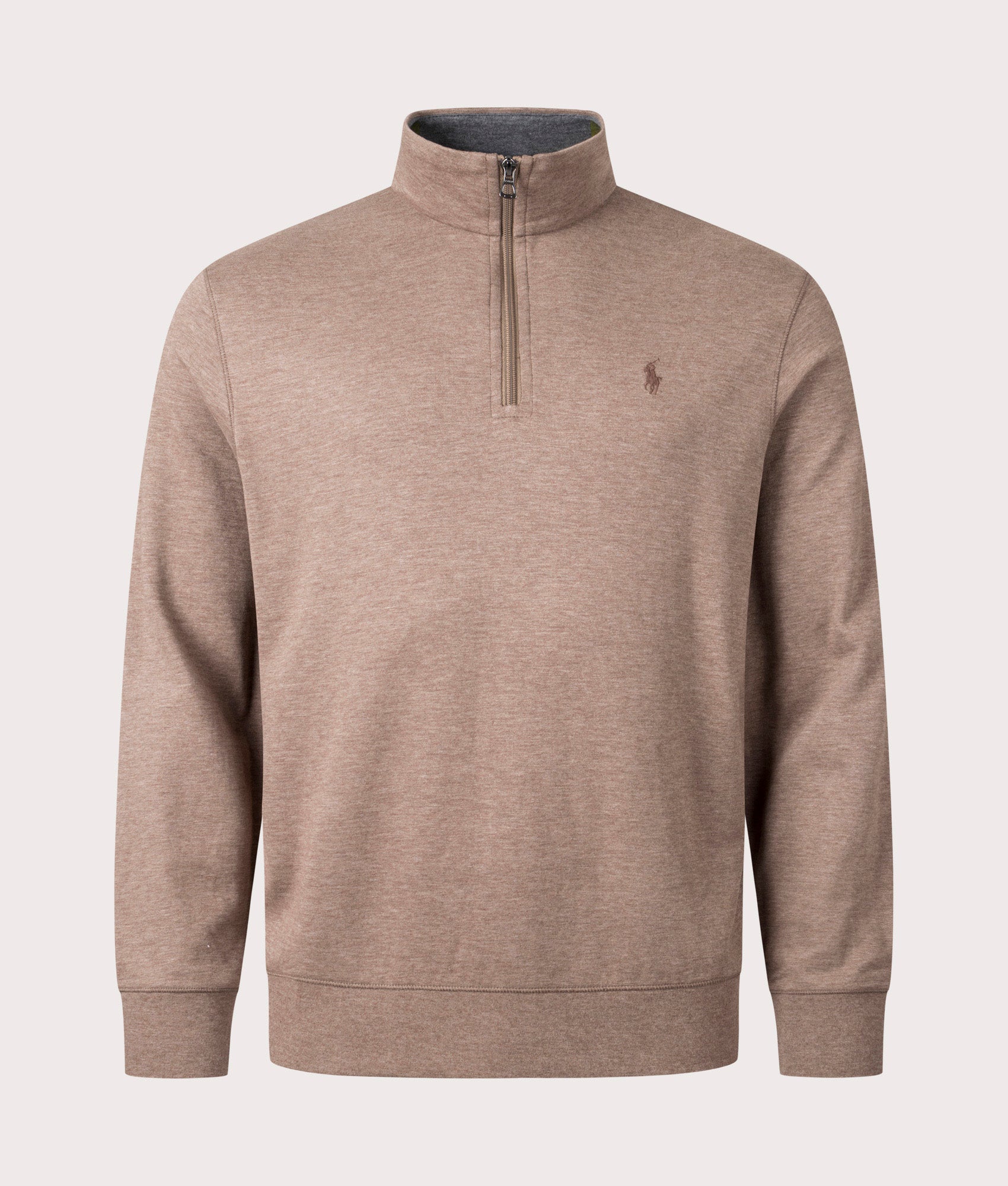 Polo Ralph Lauren Mens Quarter Zip Sweatshirt - Colour: 055 Brown Heather - Size: Large