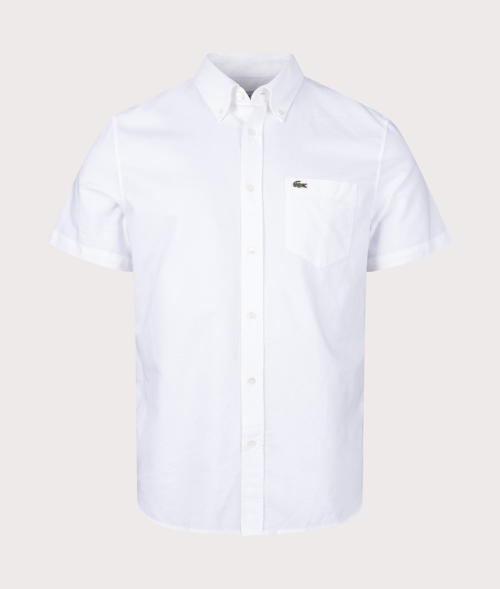 Lacoste Mens Short Sleeve Oxford Shirt - Colour: 001 White - Size: 42/L