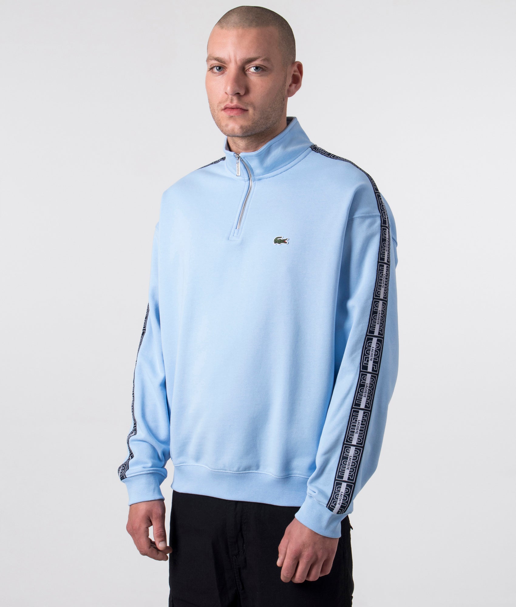 Lacoste Mens Taped Quarter Zip Sweatshirt - Colour: HBP Overview - Size: 5/L