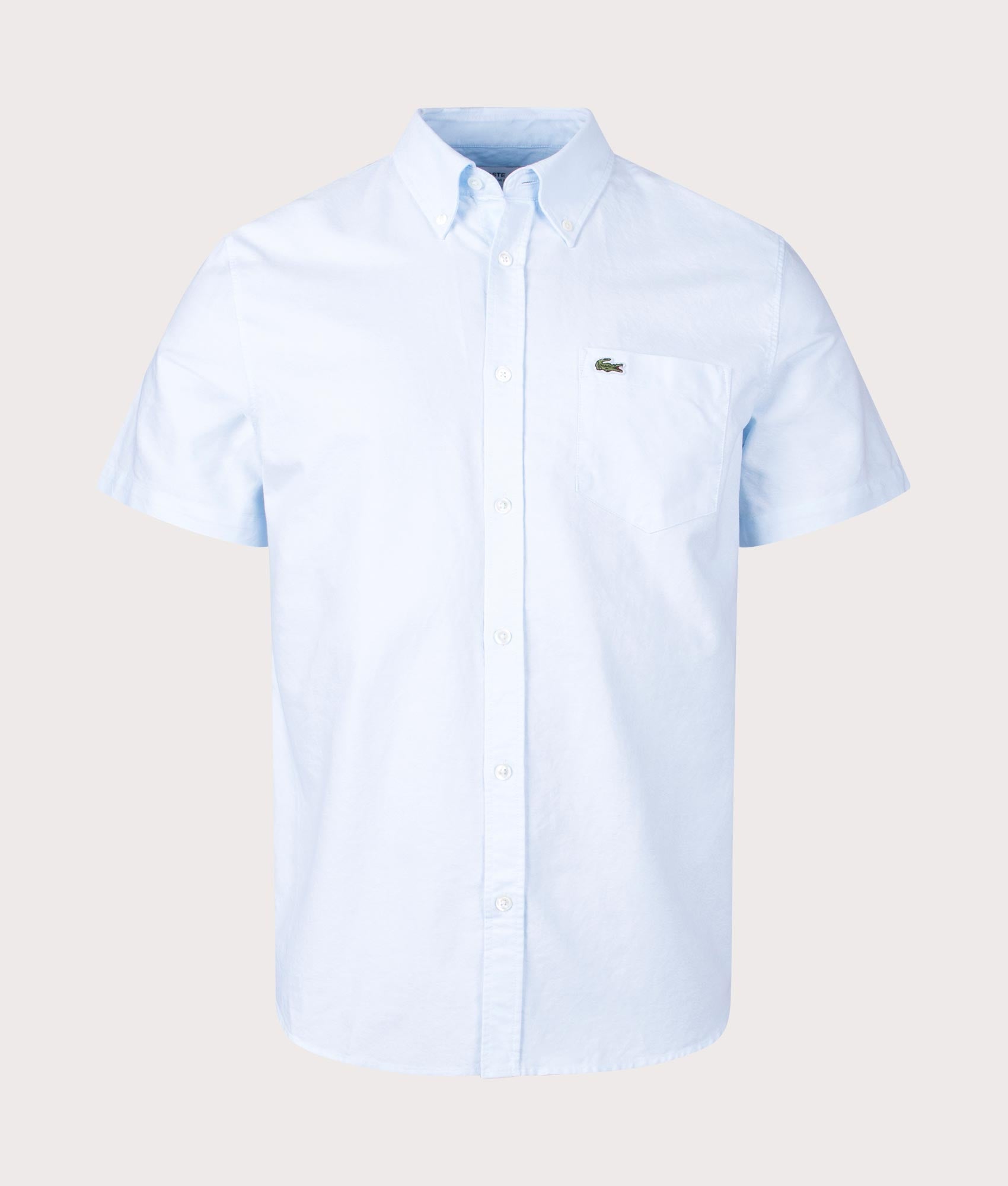 Lacoste Mens Short Sleeve Oxford Shirt - Colour: F6Z White/Blue - Size: 40/M