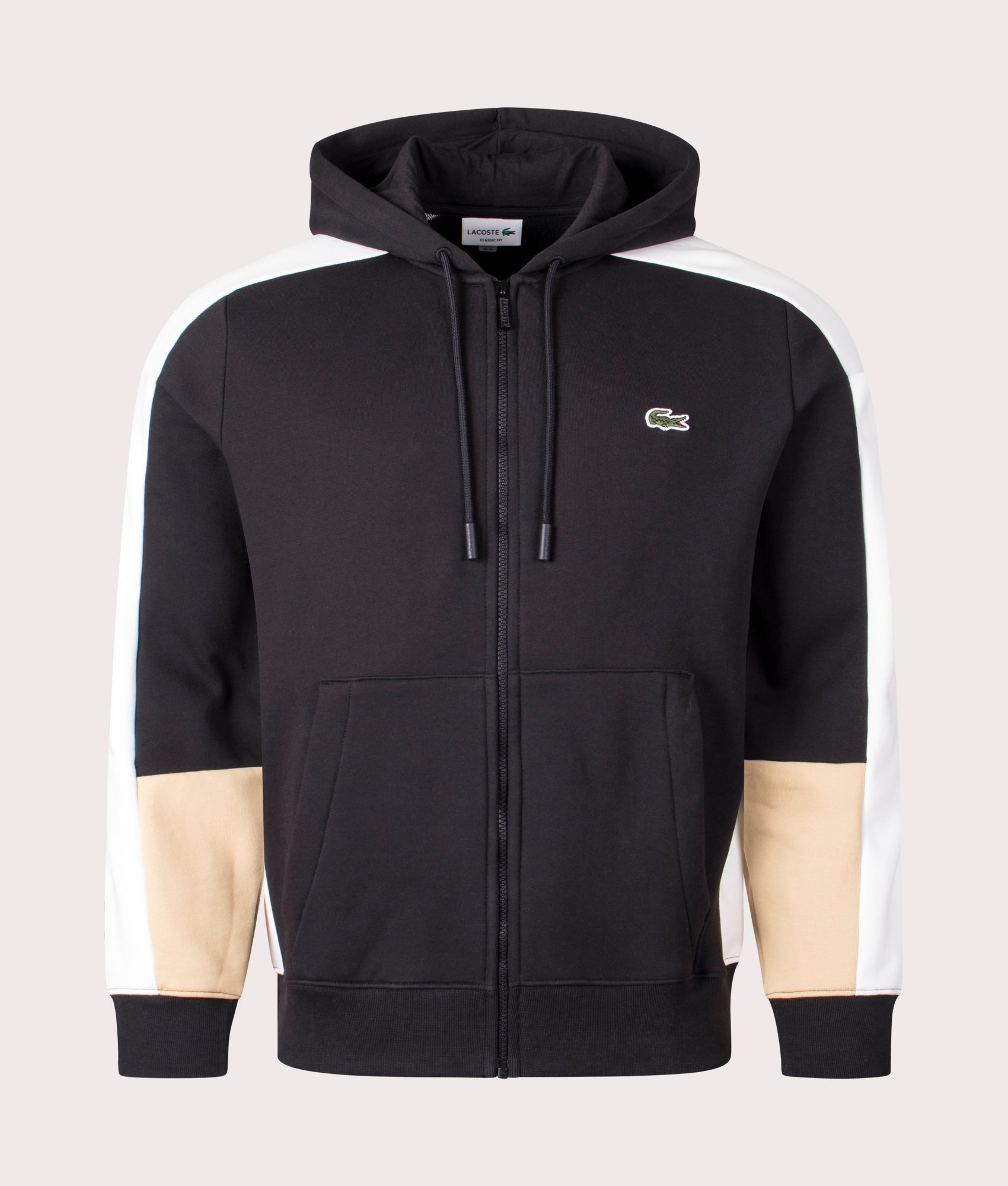 Lacoste Mens Colourblock Zip Through Hoodie - Colour: IK0 Black/Flour/Croissant - Size: 5/L