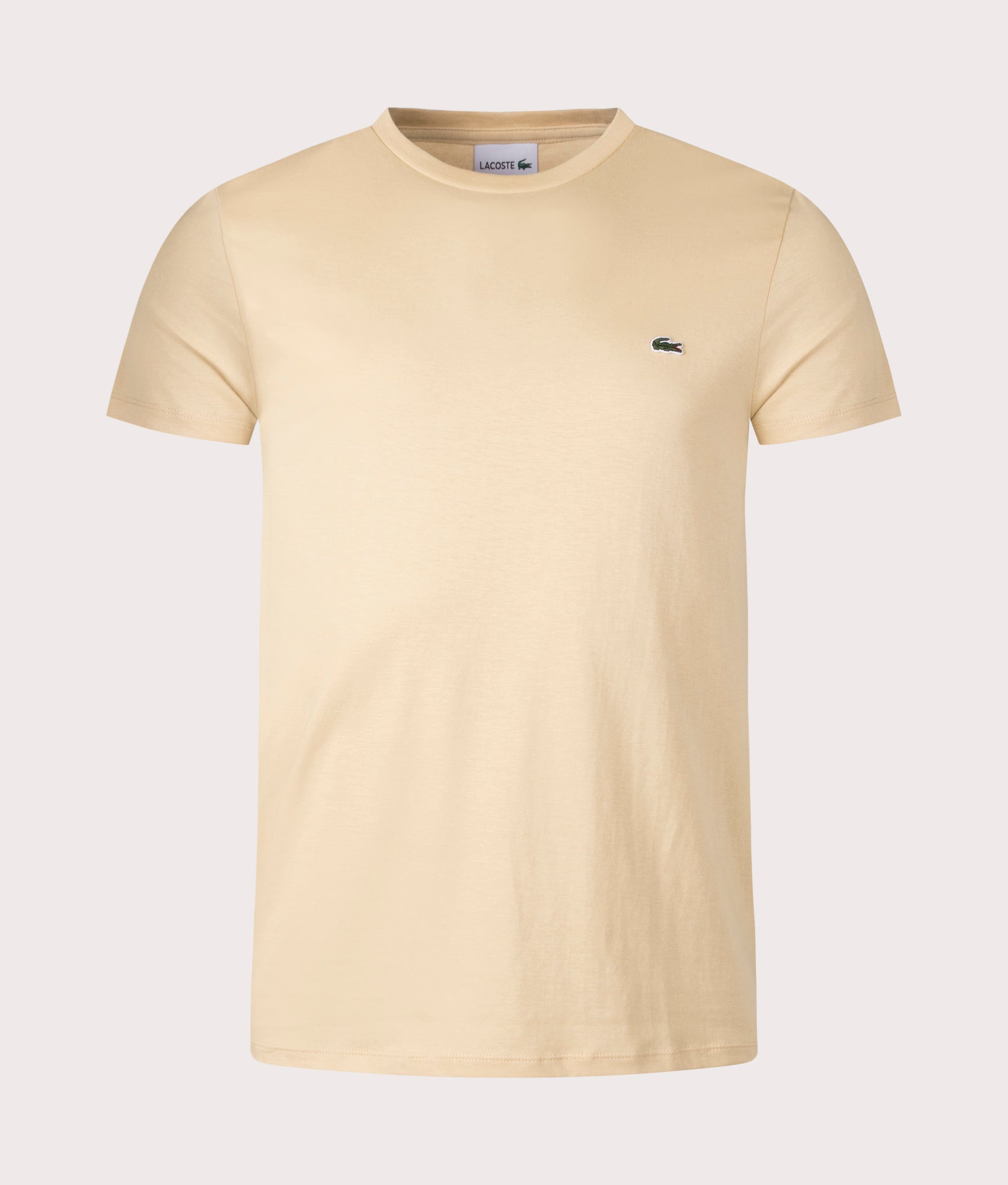 Lacoste Mens Pima Cotton Croc Logo T-Shirt - Colour: IXQ Beige - Size: 7/XXL