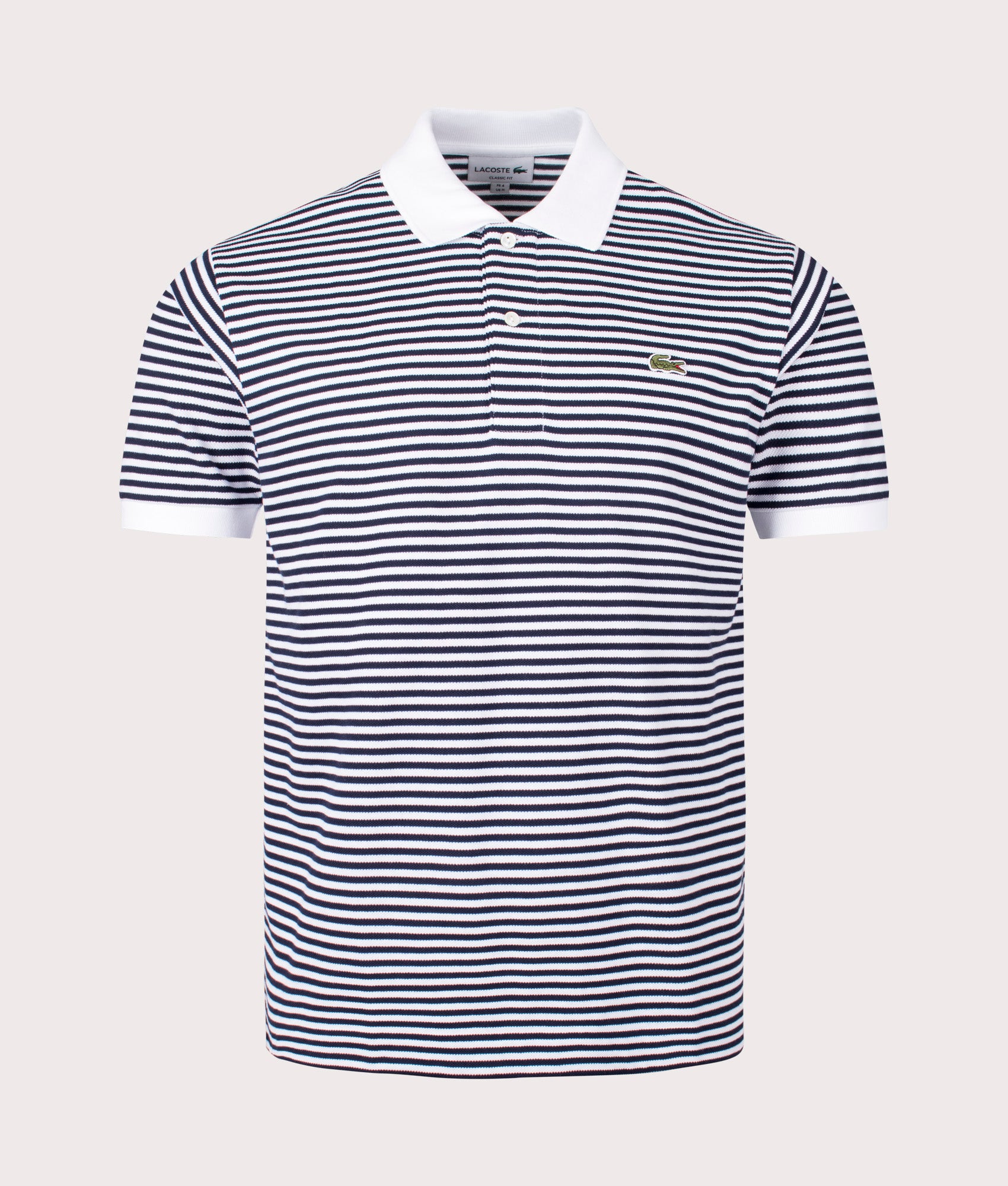 Lacoste Mens Ribbed Collar Polo Shirt - Colour: 522 White/Navy Blue - Size: 5/L