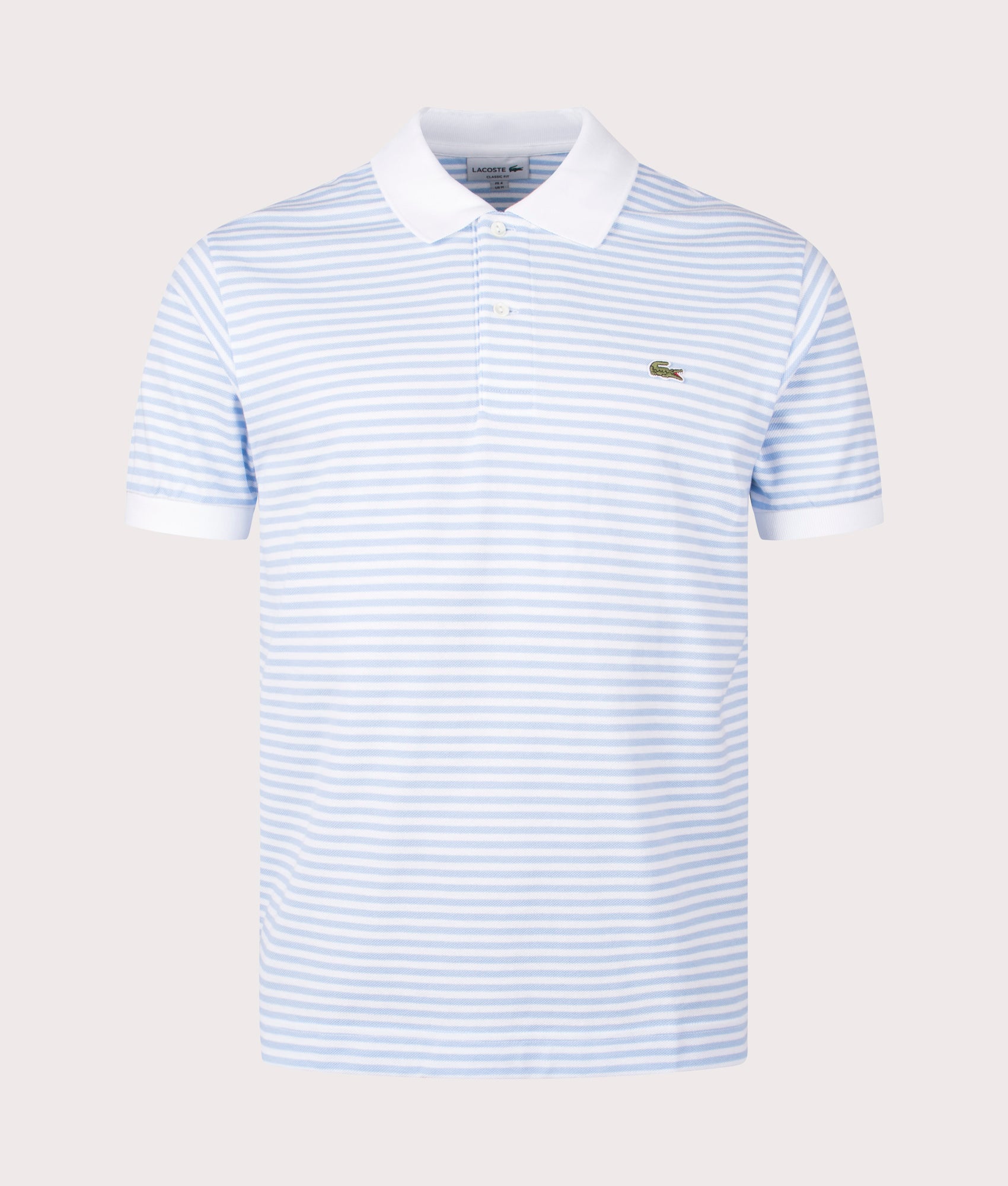 Lacoste Mens Ribbed Collar Striped Polo Shirt - Colour: F6Z White/Overview - Size: 7/3XL