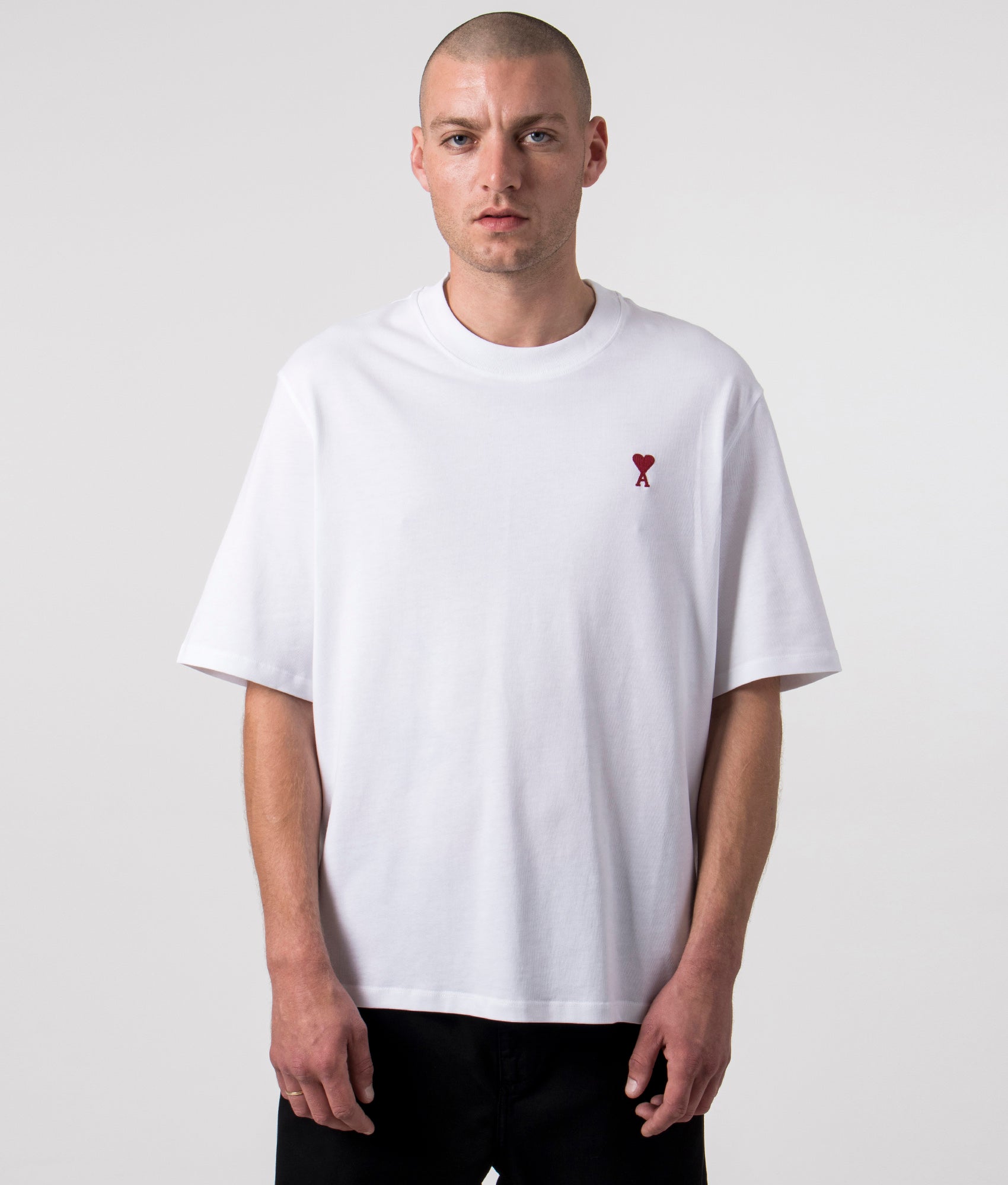 AMI Mens Relaxed Fit Ami De Coeur T-Shirt - Colour: 100 White - Size: XXL