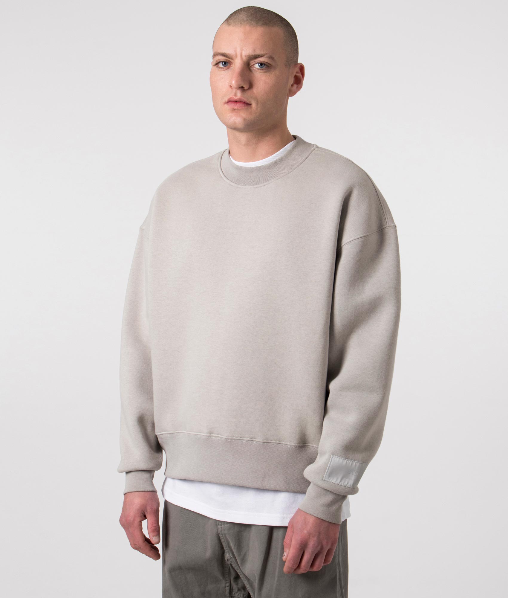 AMI Mens AMI Patch Sweatshirt - Colour: 088 Pearl Grey - Size: XL