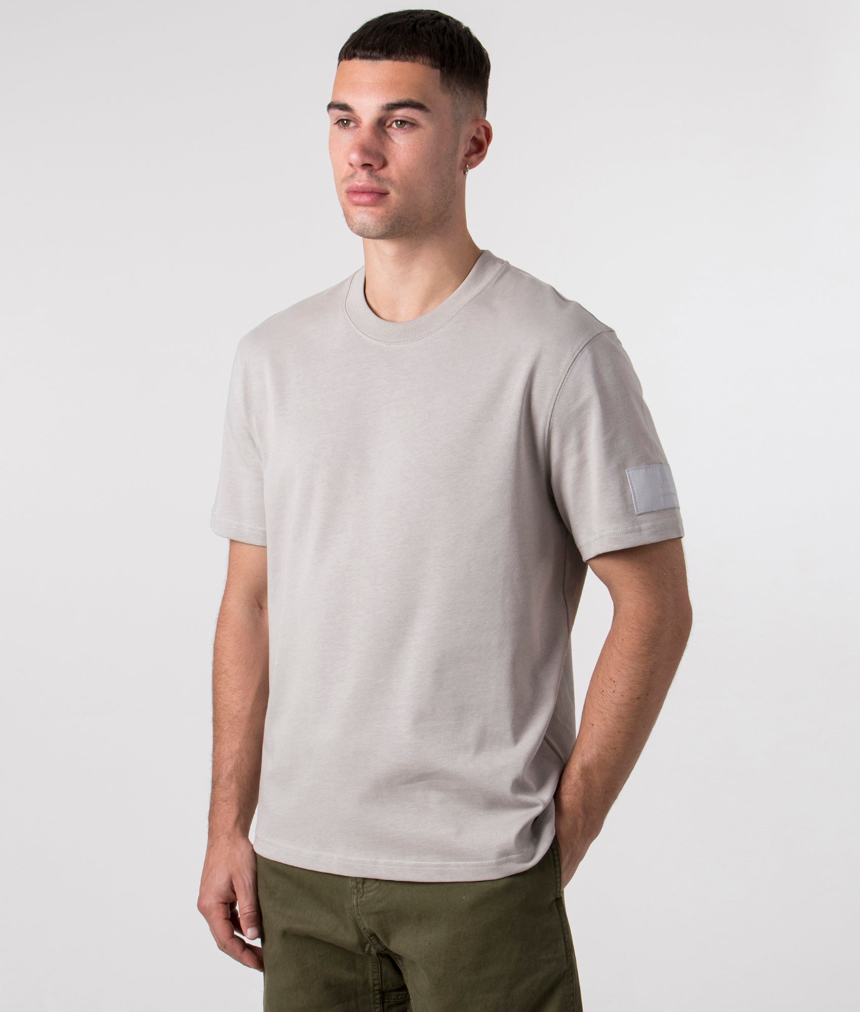 AMI Mens Relaxed Fit Ami Patch T-Shirt - Colour: 088 Pearl Grey - Size: Medium