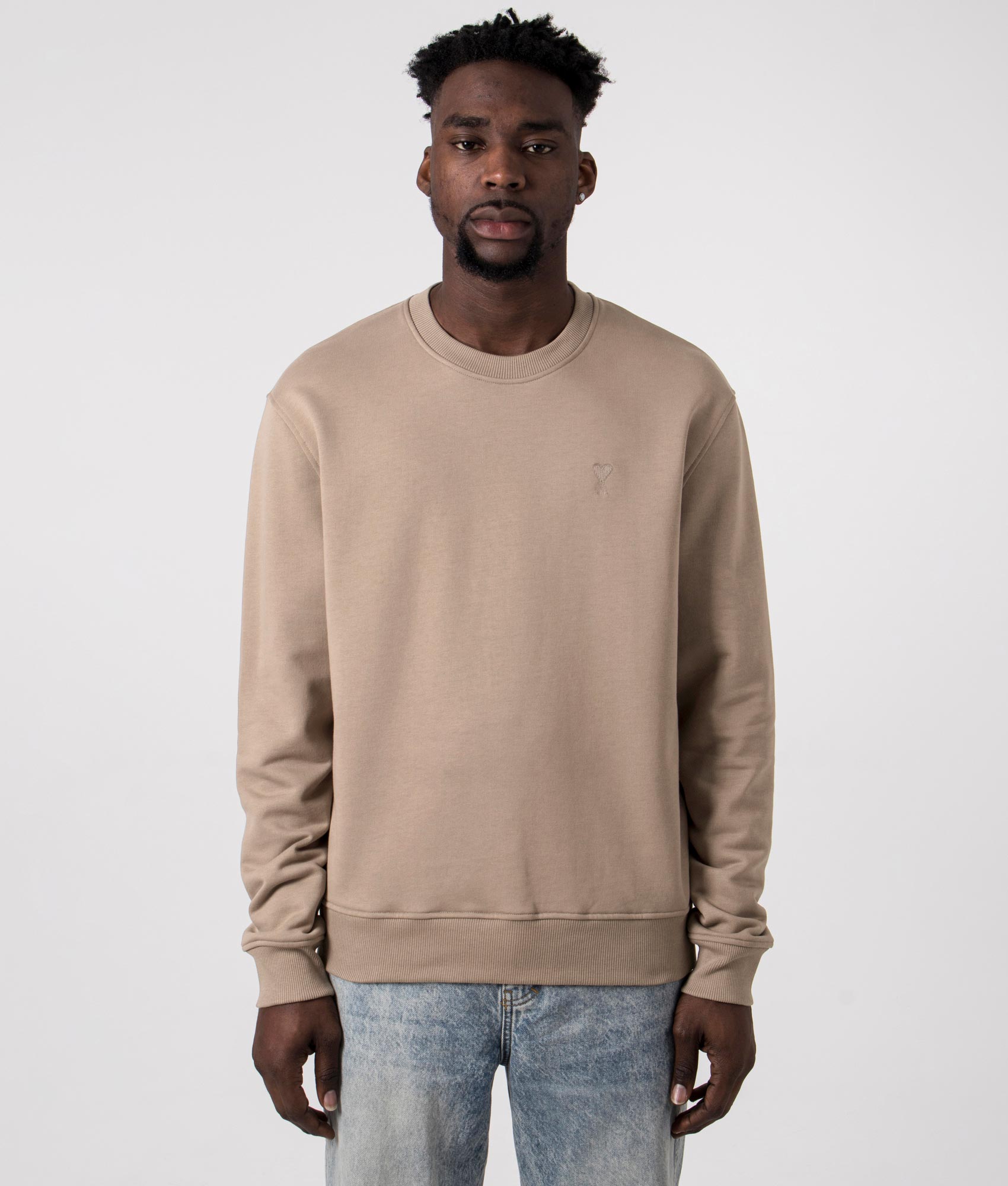 AMI Mens Ami De Coeur Loopback Sweatshirt - Colour: 2811 Light Taupe - Size: Large