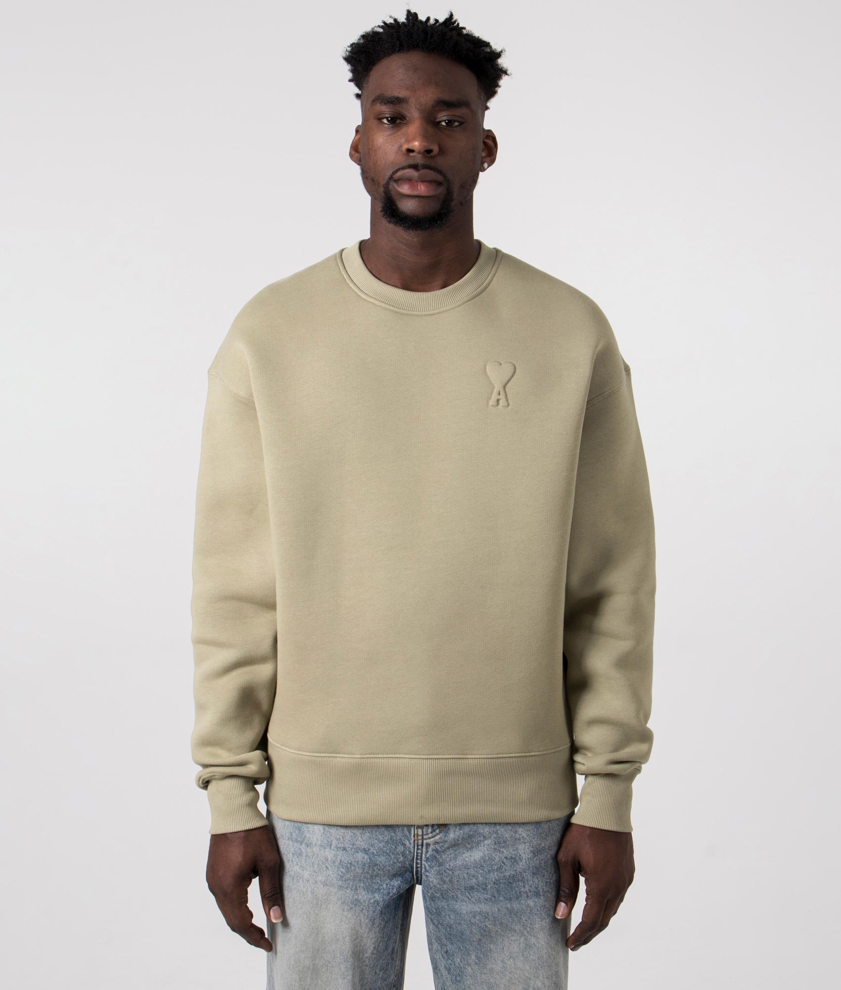 AMI Mens Ami De Coeur Loopback Sweatshirt - Colour: 317 Sage - Size: Medium