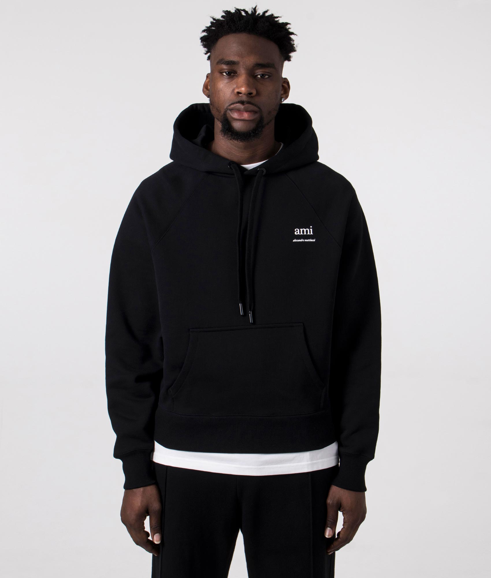 AMI Mens Ami Loopback Hoodie - Colour: 001 Black - Size: Medium