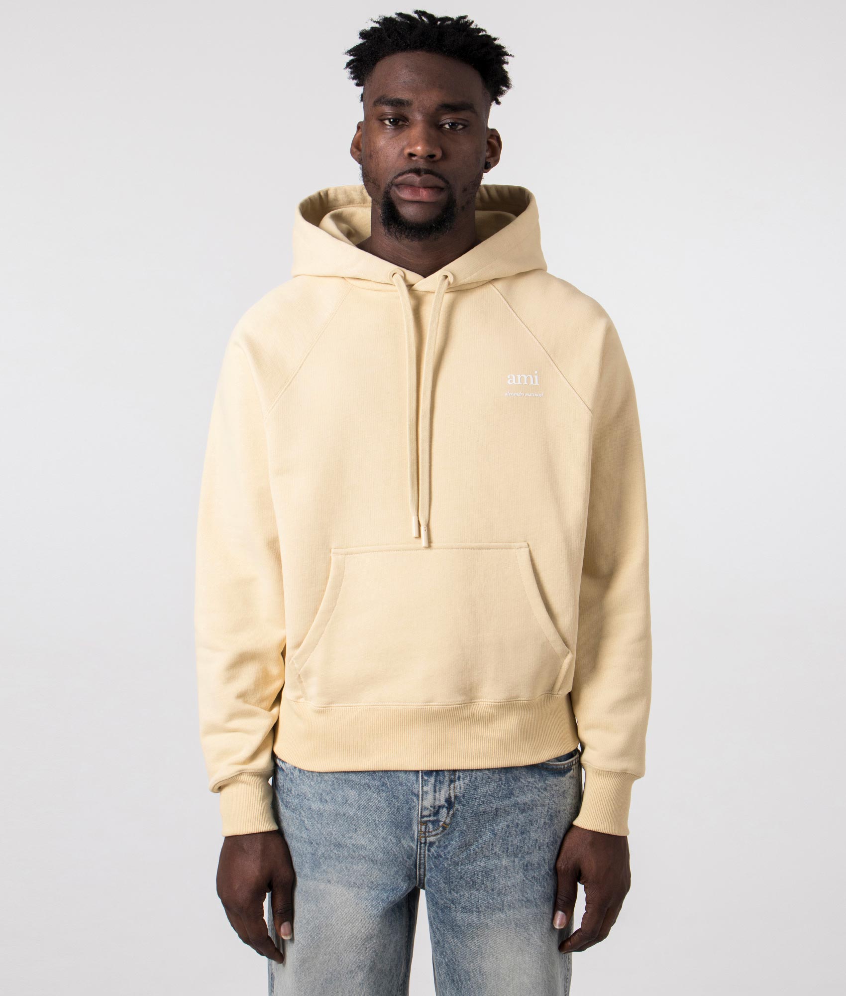 AMI Mens Ami De Coeur Loopback Hoodie - Colour: 721 Cream - Size: Large