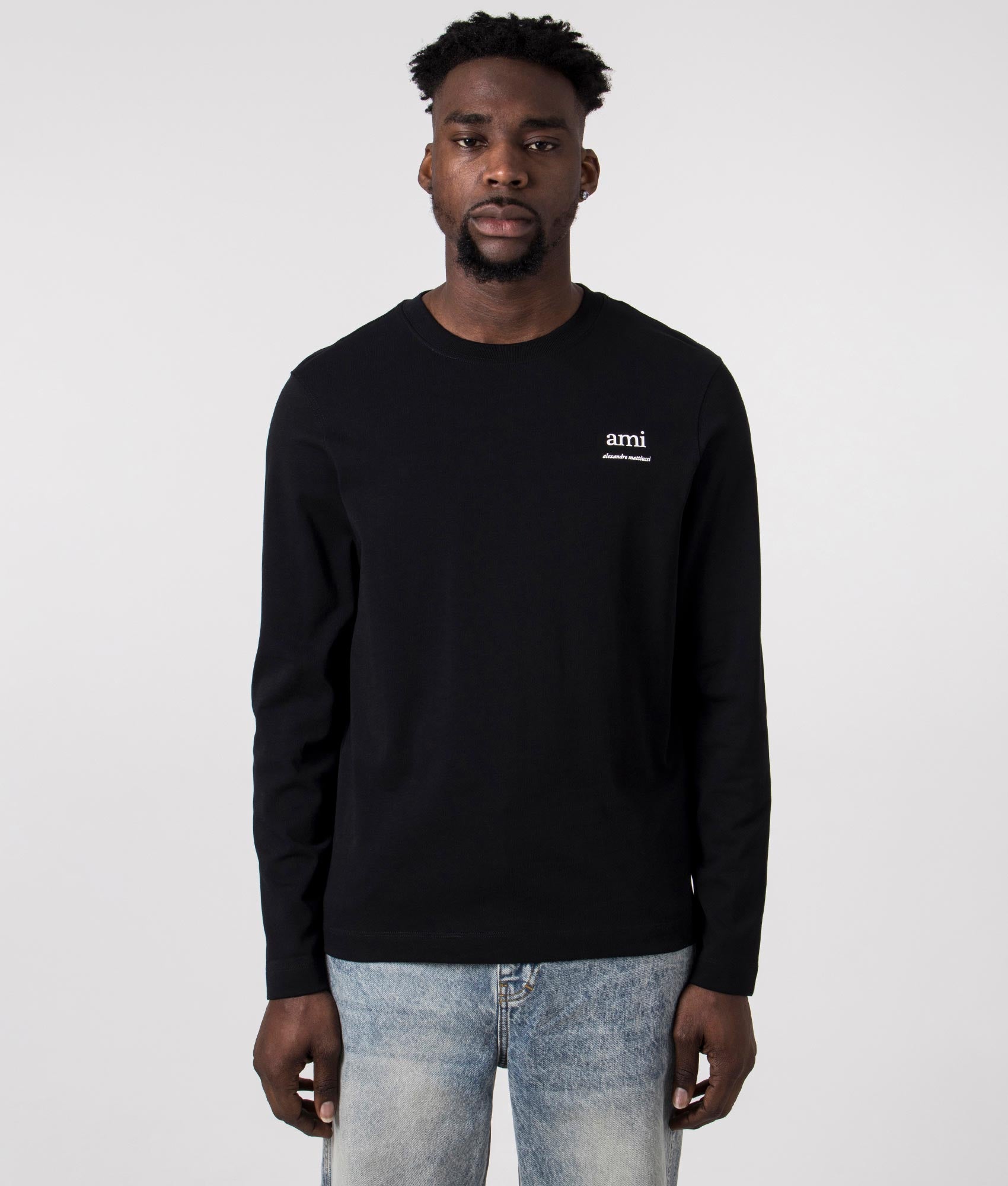 AMI Mens Long Sleeve Ami T-Shirt - Colour: 001 Black - Size: Large