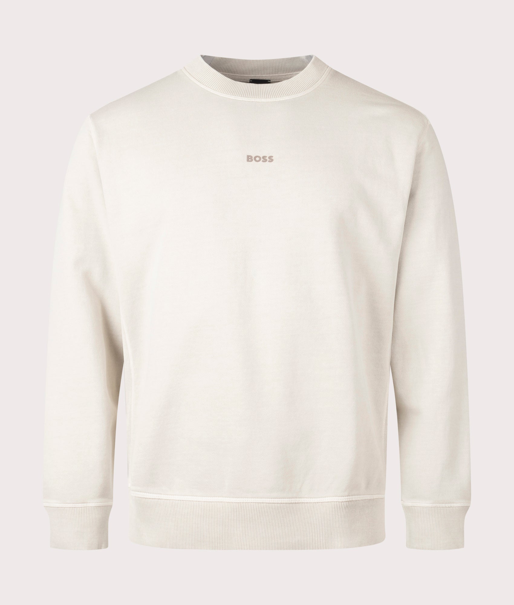 BOSS Mens Relaxed Fit Garment Dyed Wefade Sweatshirt - Colour: 271 Light Beige - Size: Medium