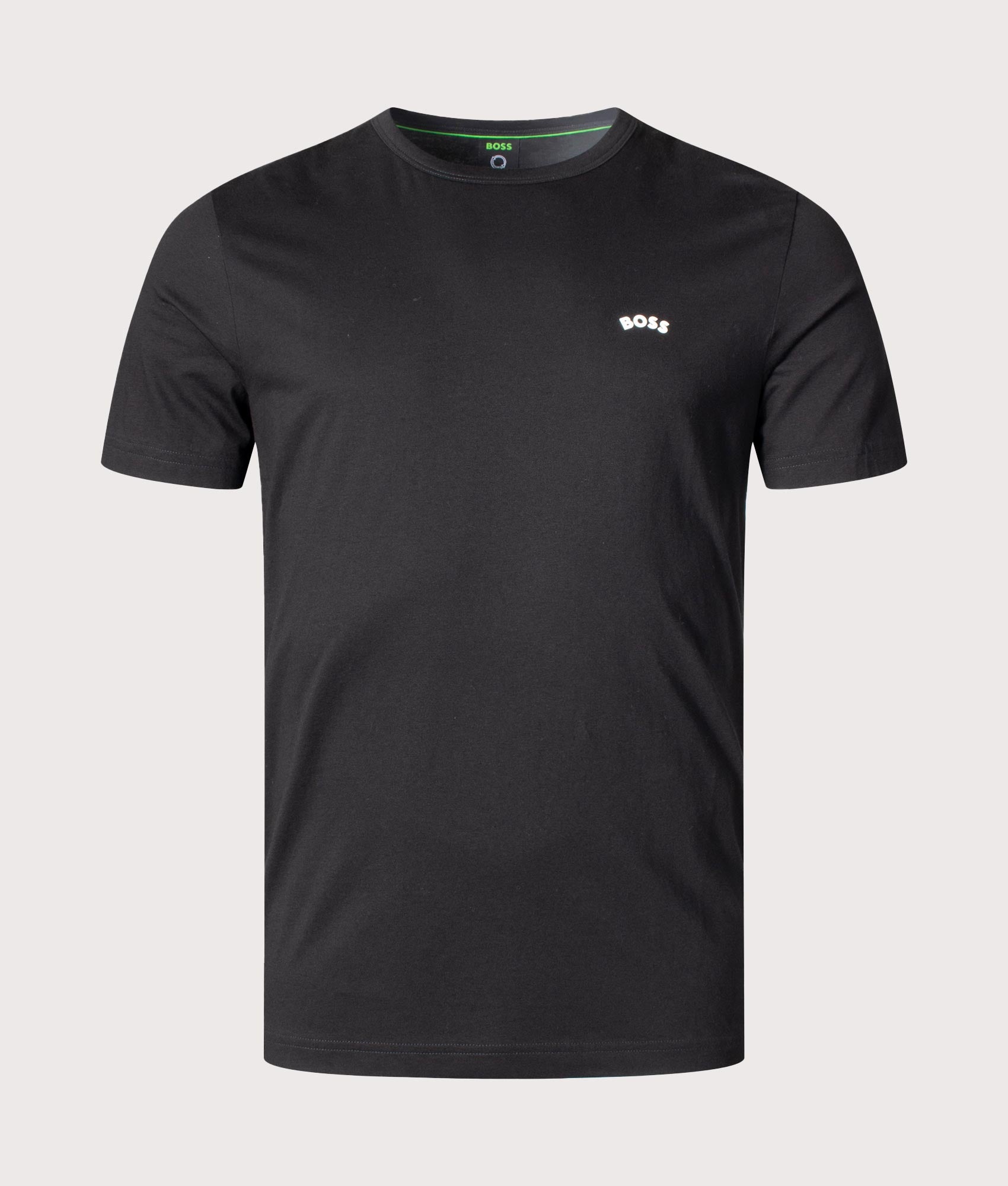 BOSS Mens Curved Logo T-Shirt - Colour: 001 Black - Size: Large