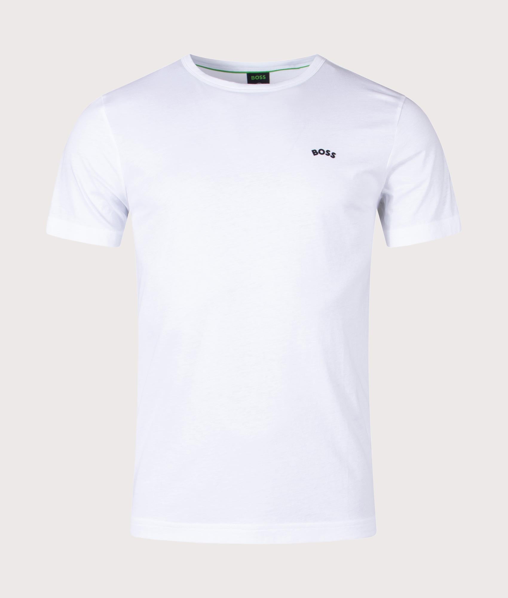 BOSS Mens Curved Logo T-Shirt - Colour: 100 White - Size: XL