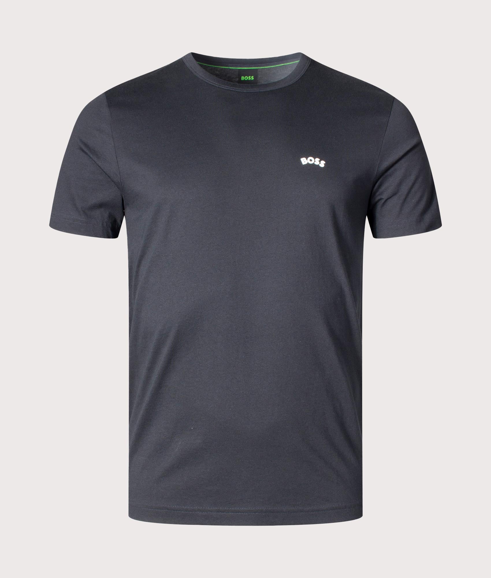 BOSS Mens Curved Logo T-Shirt - Colour: 402 Dark Blue - Size: Large