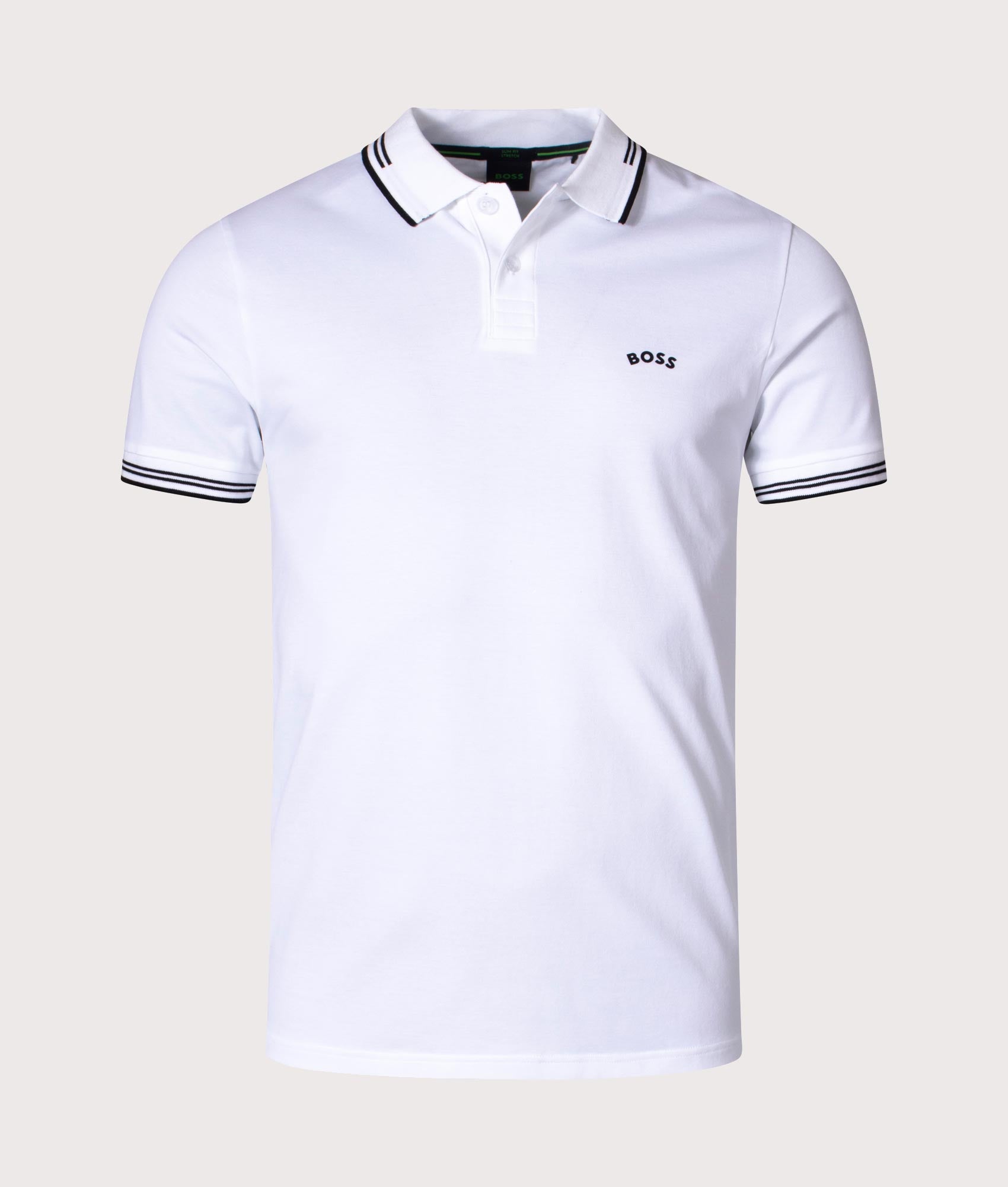 BOSS Mens Slim Fit Paul Curved Logo Polo Shirt - Colour: 100 White - Size: Large