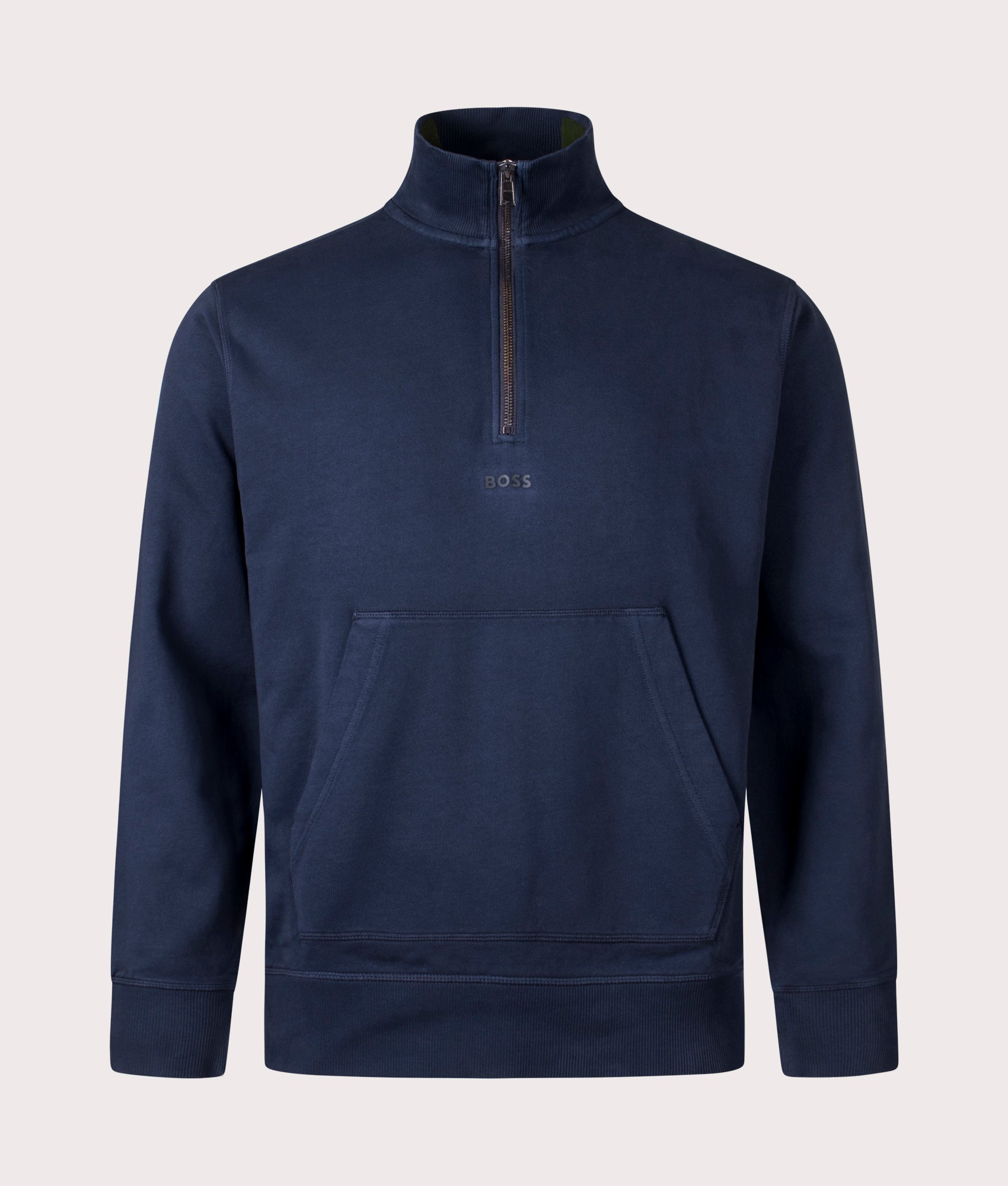 BOSS Mens Zefade Quarter Zip Sweatshirt - Colour: 404 Dark Blue - Size: Medium