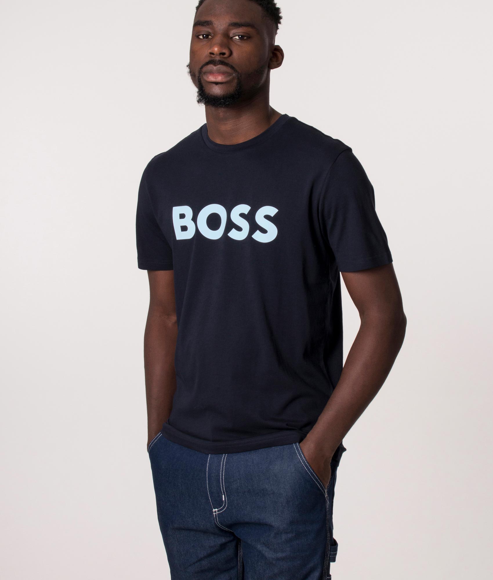 BOSS Mens Thinking 1 T-Shirt - Colour: 407 Dark Blue - Size: Large