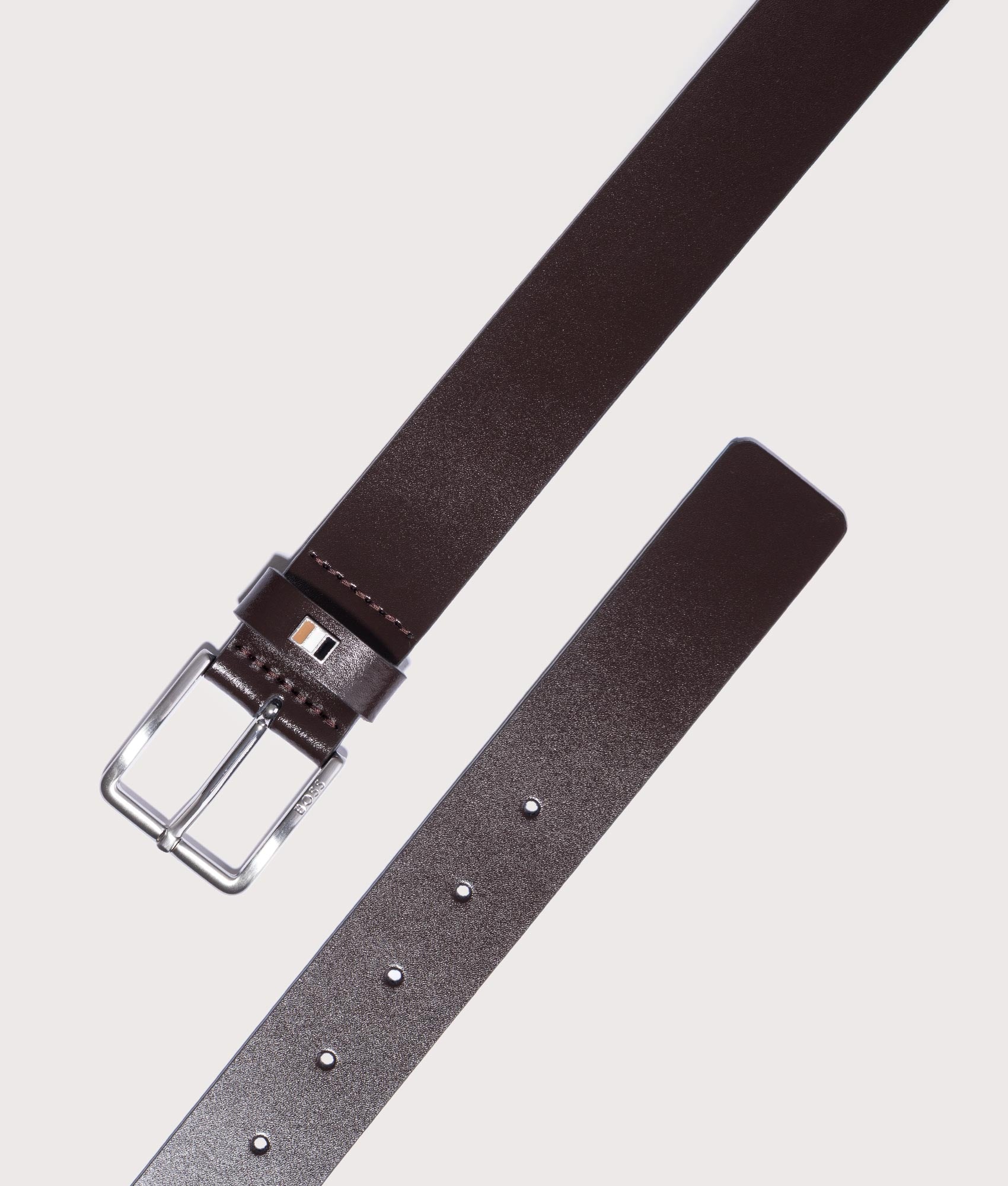 BOSS Mens Ther Flag Belt - Colour: 205 Dark Brown - Size: 38W