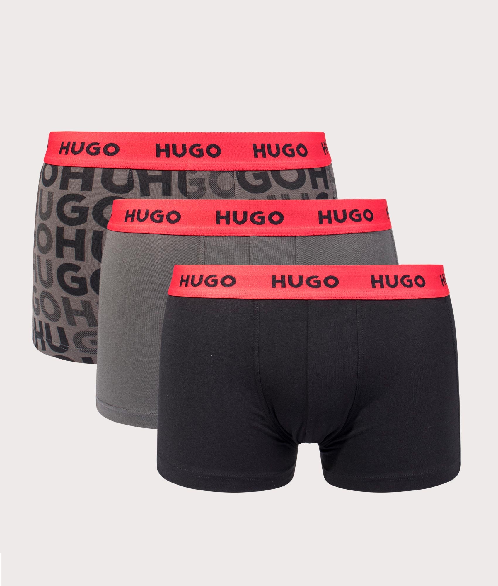 HUGO Mens Three Pack Triplet Design Trunks - Colour: 023 Dark Grey - Size: Small