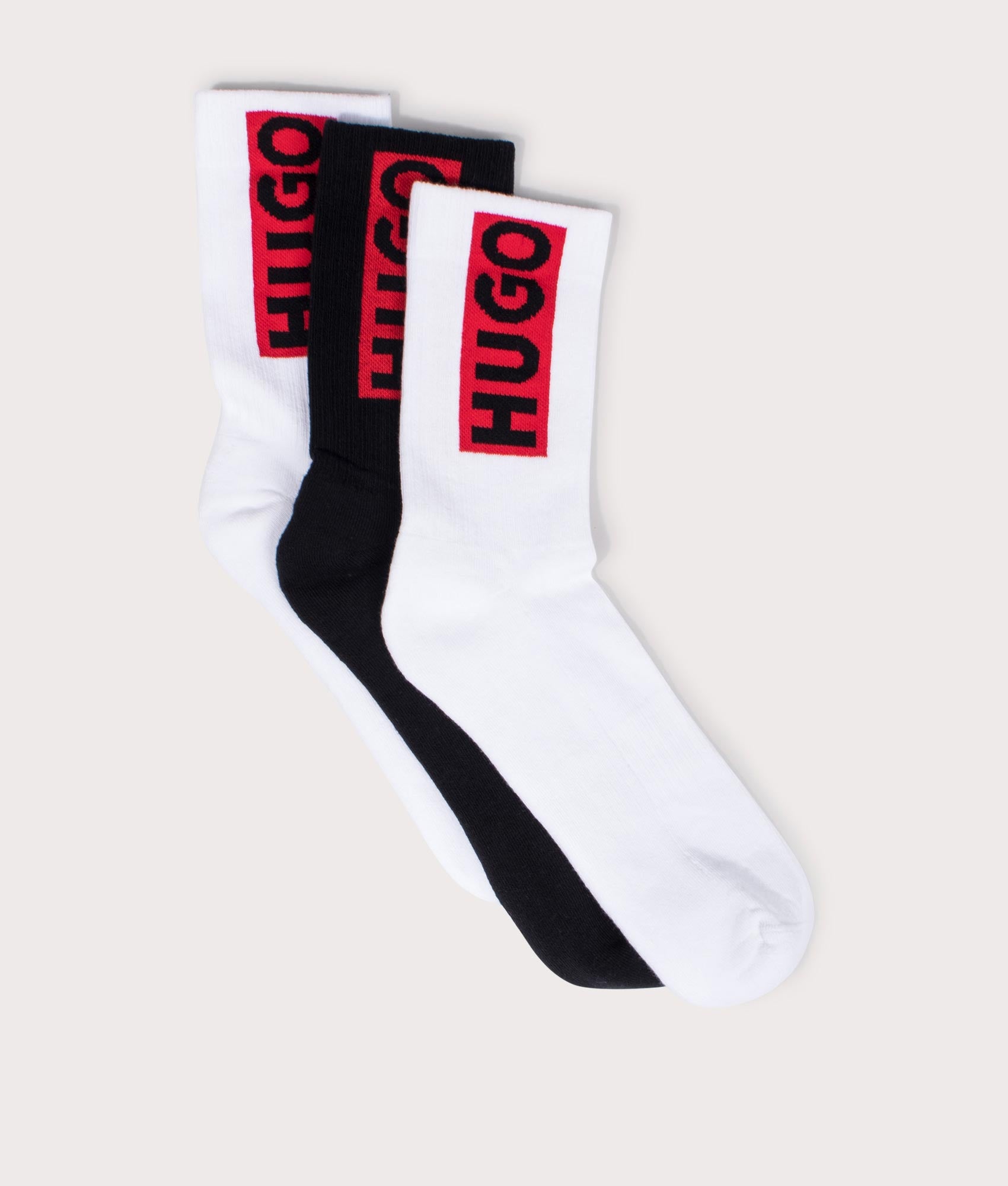 HUGO Mens Three Pack Logo Design Quarter Sock - Colour: 960 Open Miscellaneous - Size: 6-12