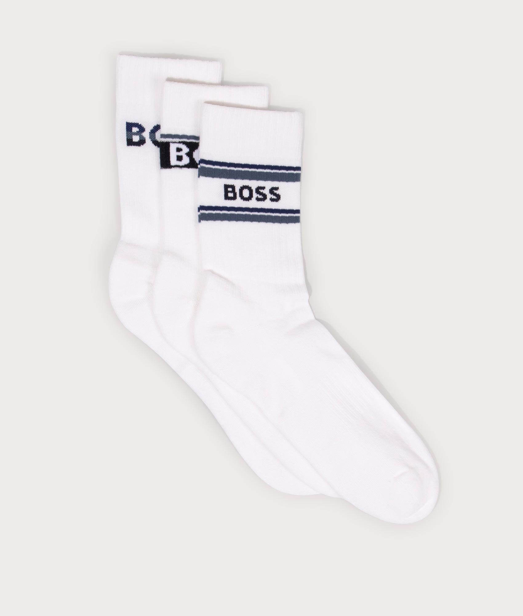 BOSS Mens 3P Quarter Sock Giftset - Colour: 100 White - Size: 6-12