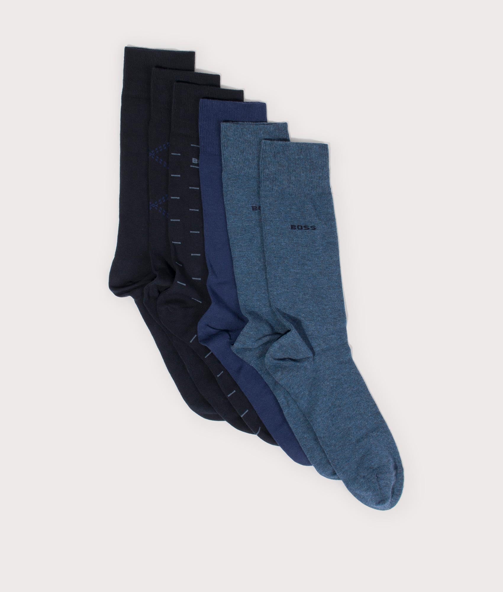 BOSS Mens 6 Pack Rib Sock Giftset - Colour: 460 Open Blue - Size: 6-12