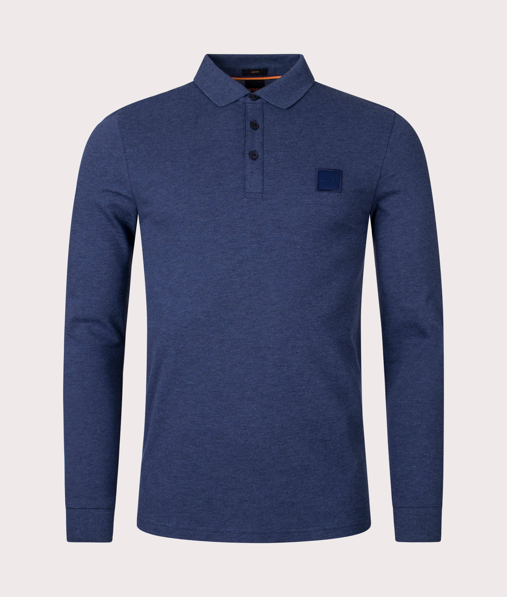 BOSS Mens Slim Fit Long Sleeve Passerby Polo Shirt - Colour: 418 Navy - Size: Large